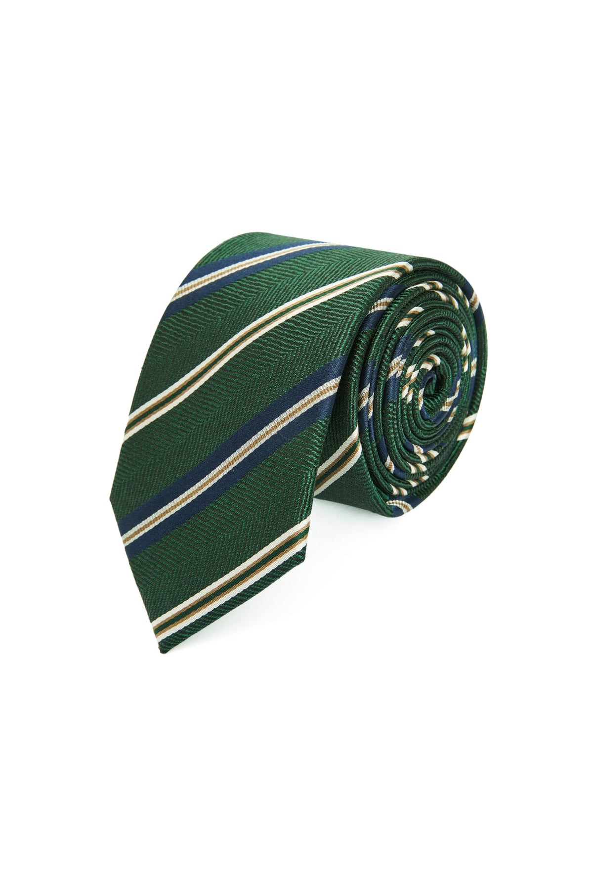 G2000 - Neckties - Silk Stripe Tie - Mossy Shade
