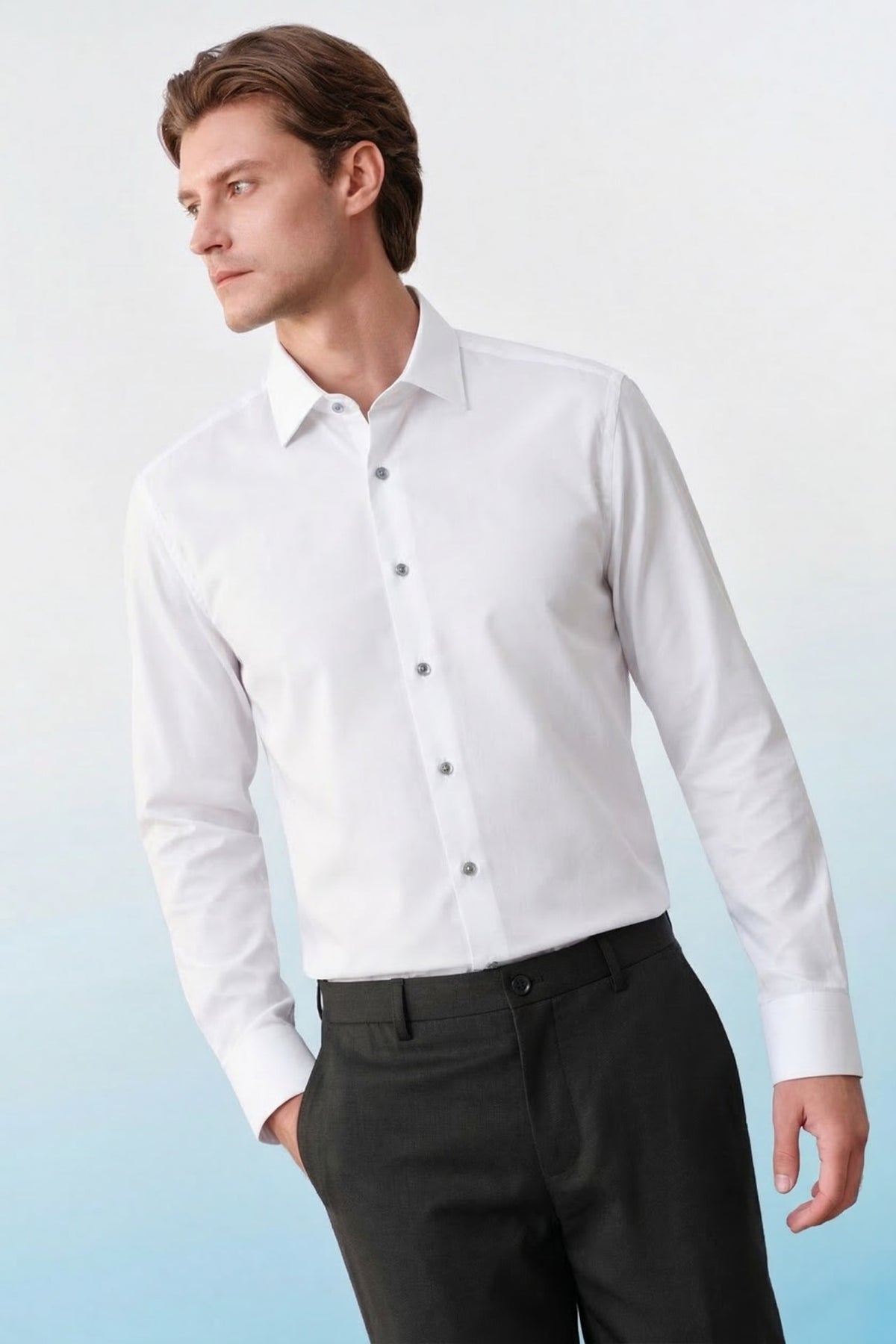 G2000 - Shirts - Non-Iron Dry Stretch Texture Stripe Smart Fit Long Sleeve Shirt