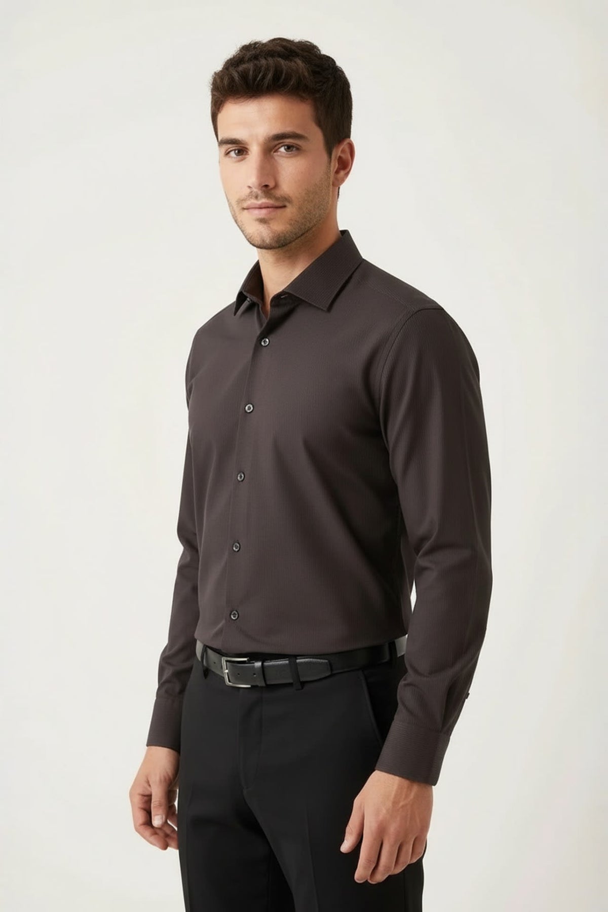 G2000 - Shirts - Non-Iron Dry Stretch Texture Stripe Smart Fit Long Sleeve Shirt