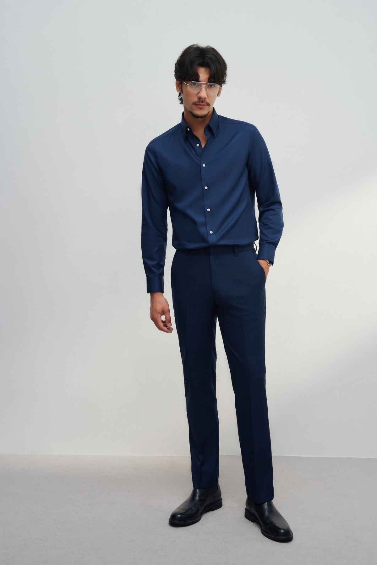 G2000 - Shirts - Non-Iron Premium Cotton Smart Fit Dobby Twill Shirt - Stormy Darkness - Smart