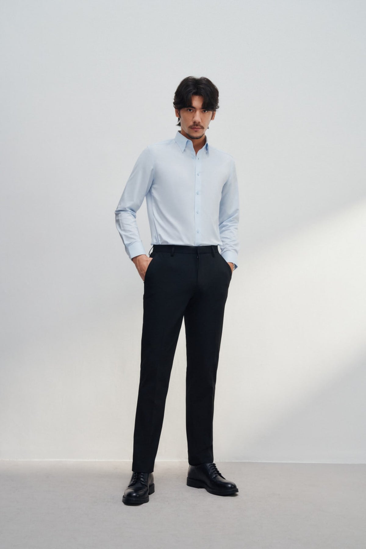 G2000 - Shirts - Non-Iron Dry Stretch Smart Fit Poplin Shirt - Platinum Mist - Smart