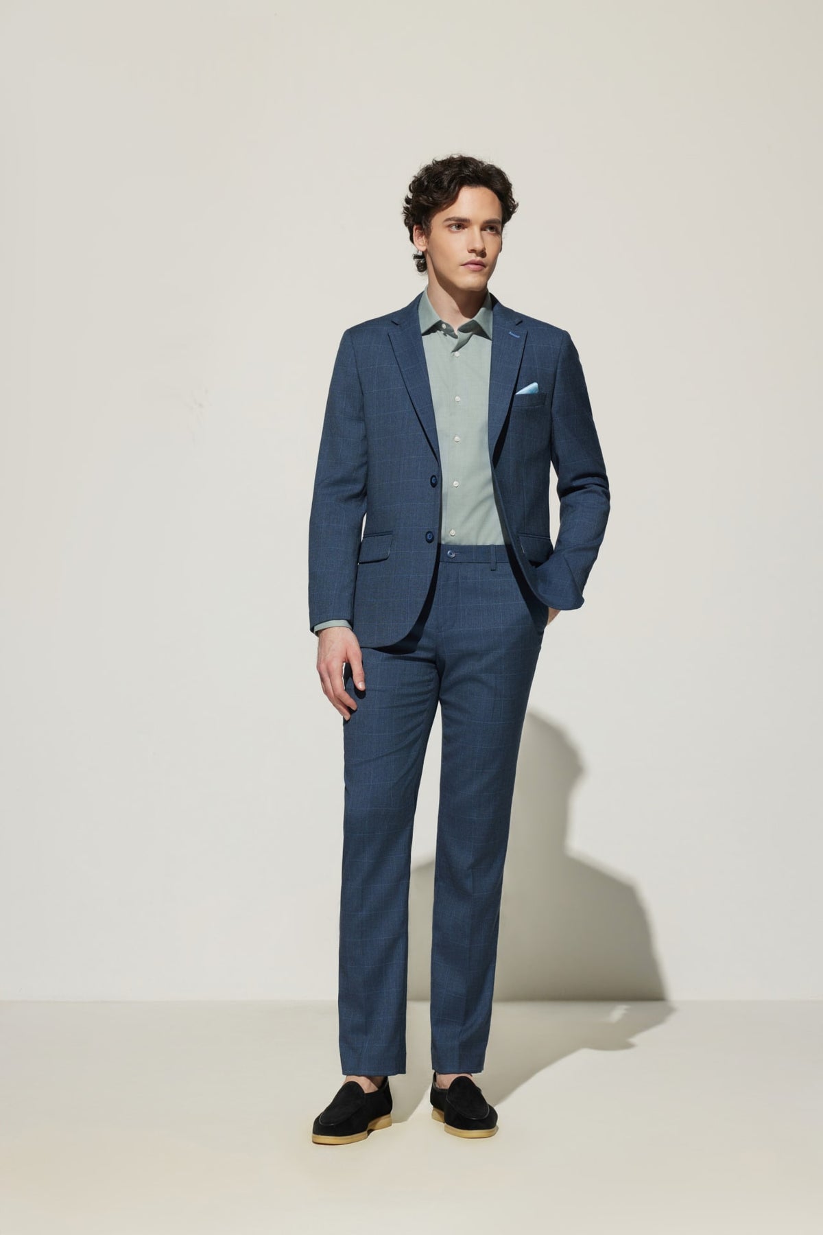 G2000 Suits Multi-Way Stretch Smart Fit Check Suit Blazer Cimmerian Sky Smart