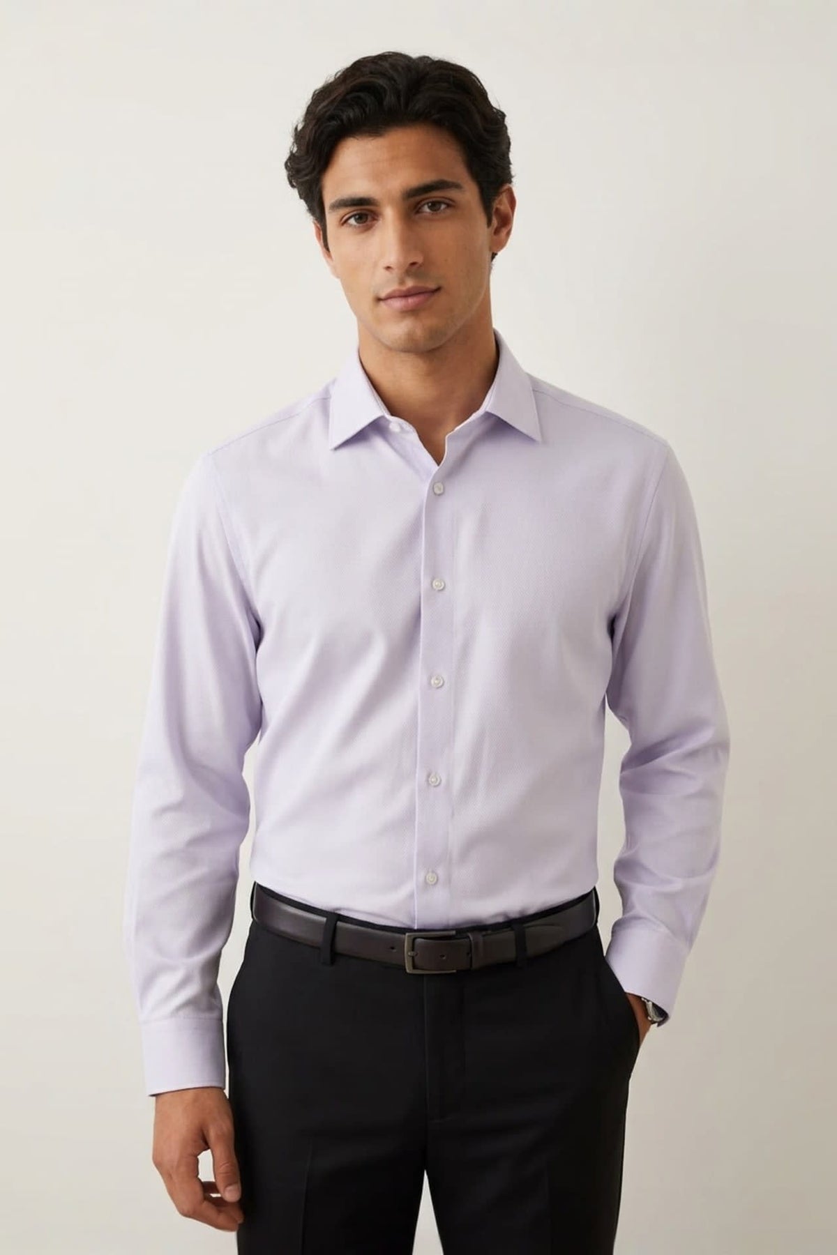 G2000 - Shirts - Non-Iron Dry Multi-Way Stretch Herringbone Smart Fit Long Sleeve Shirt - Pink Lady - Smart