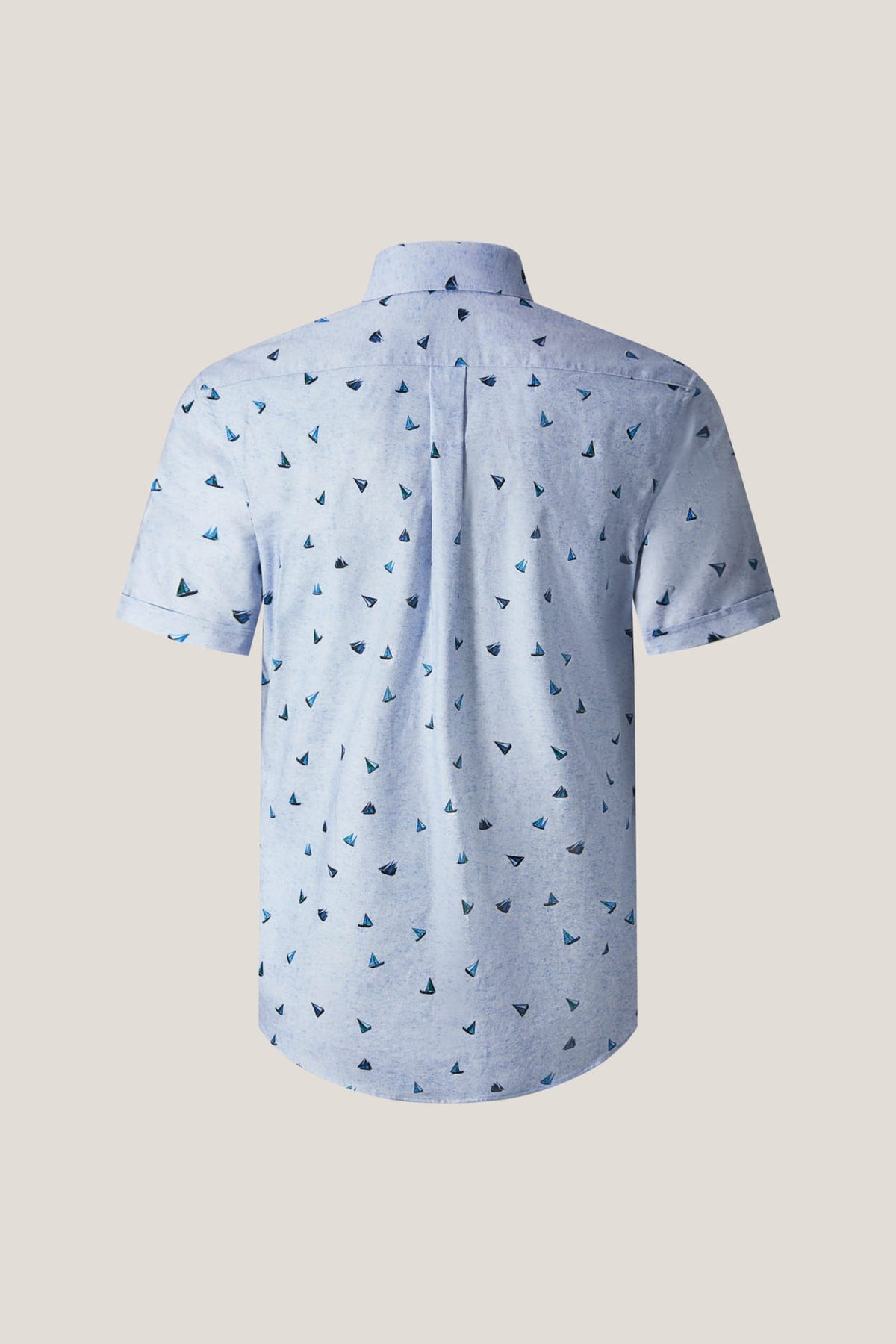 G2000 - Shirts - Cotton Oxford Sail Boat Digital Print Smart Fit Short Sleeve Casual Shirt
