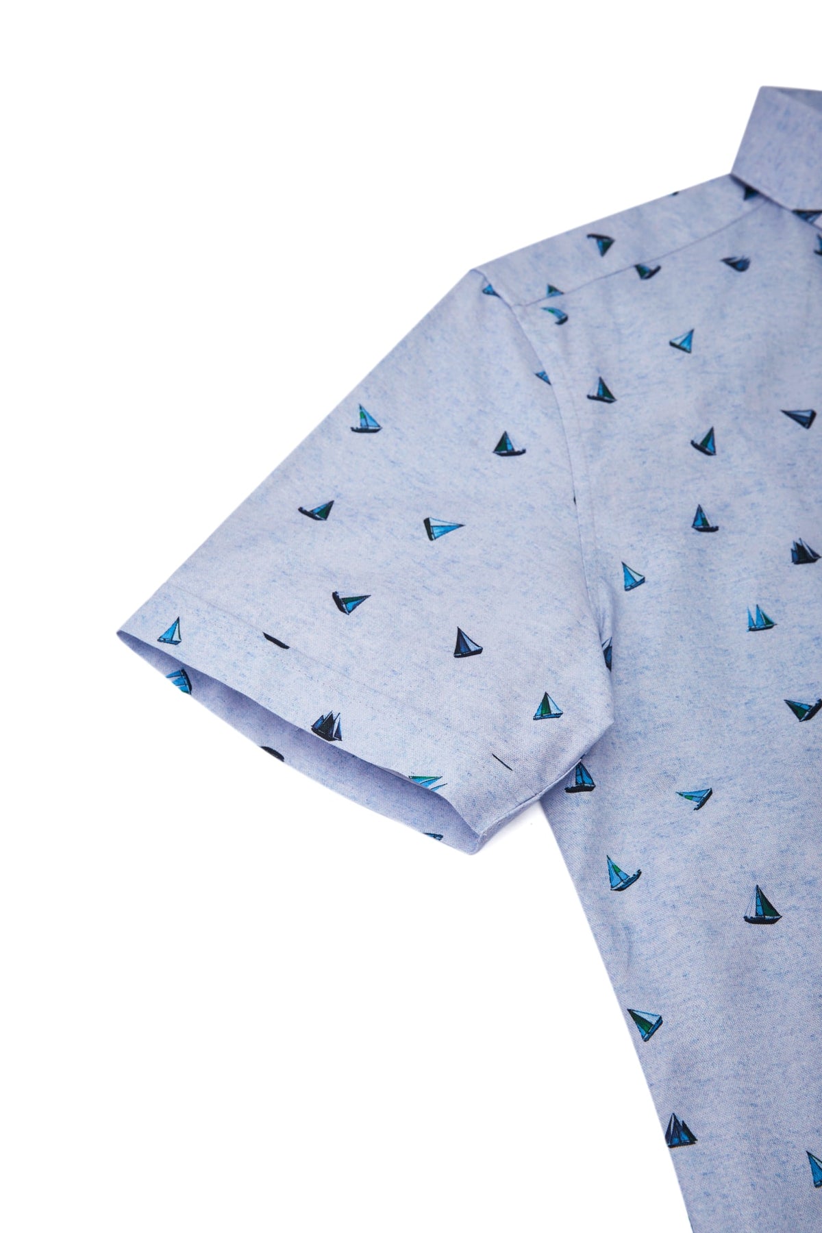 G2000 - Shirts - Cotton Oxford Sail Boat Digital Print Smart Fit Short Sleeve Casual Shirt
