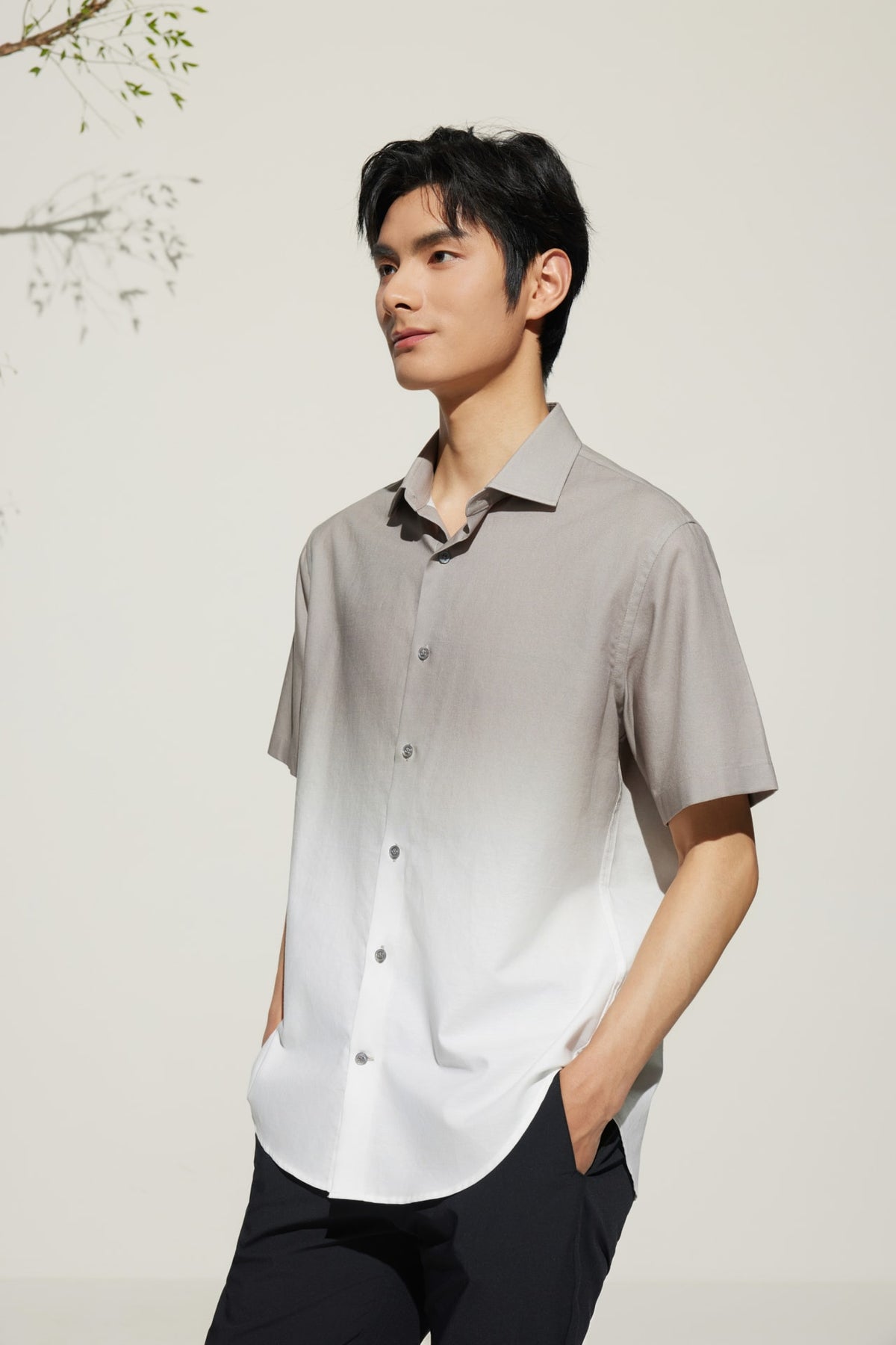 G2000 - Shirts - Cotton Oxford Gradient Digital Print Comfort Fit Short Sleeve Casual Shirt