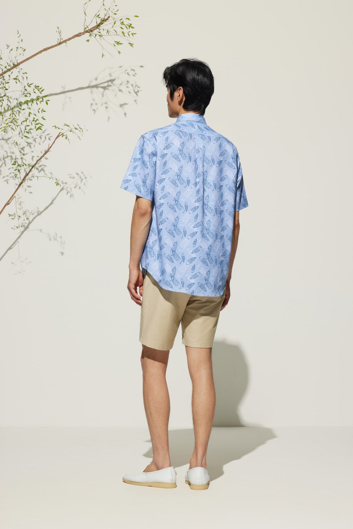 G2000 Shirts Cotton Oxford Boat Digital Print Comfort Fit Short Sleeve Casual Shirt