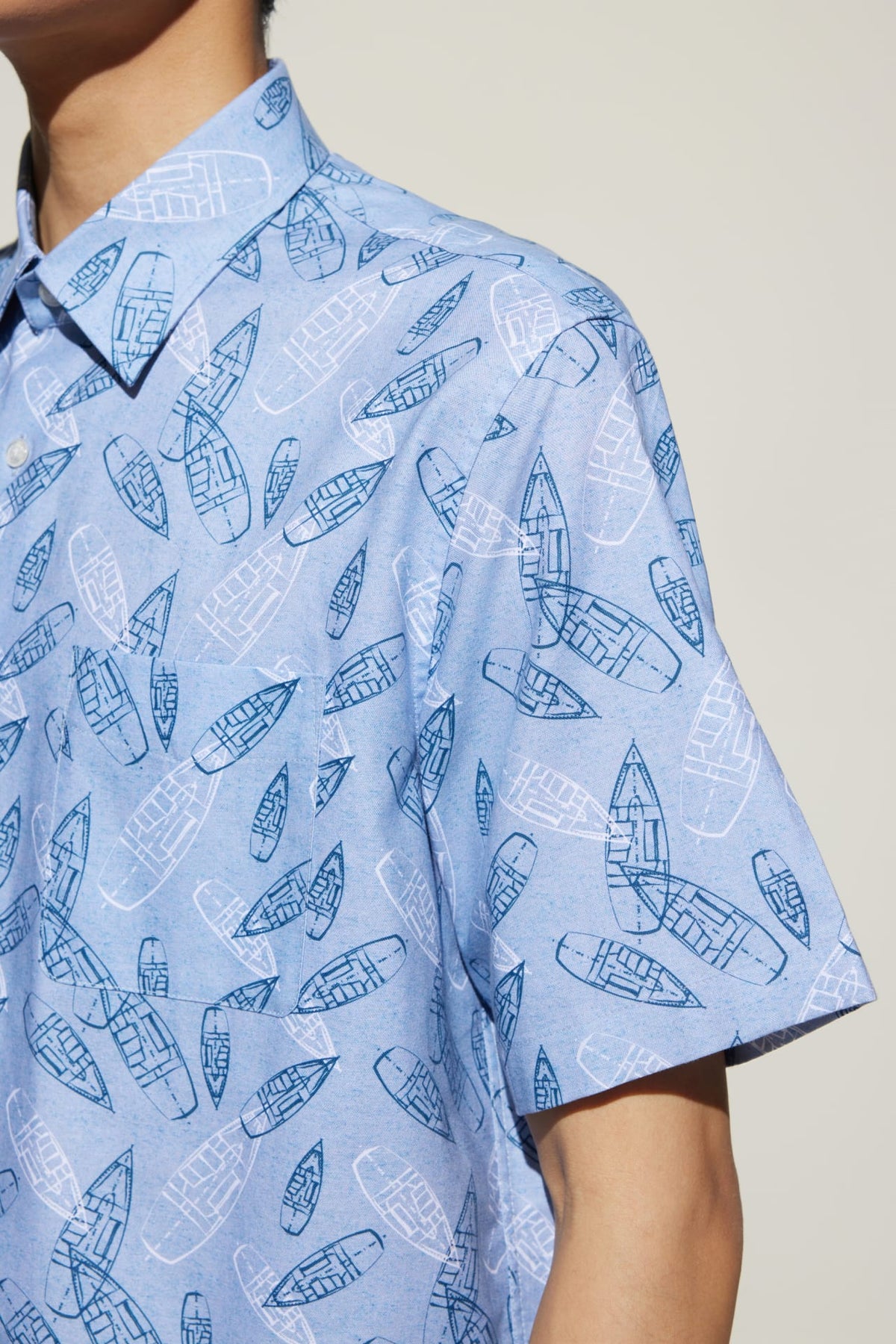 G2000 Shirts Cotton Oxford Boat Digital Print Comfort Fit Short Sleeve Casual Shirt