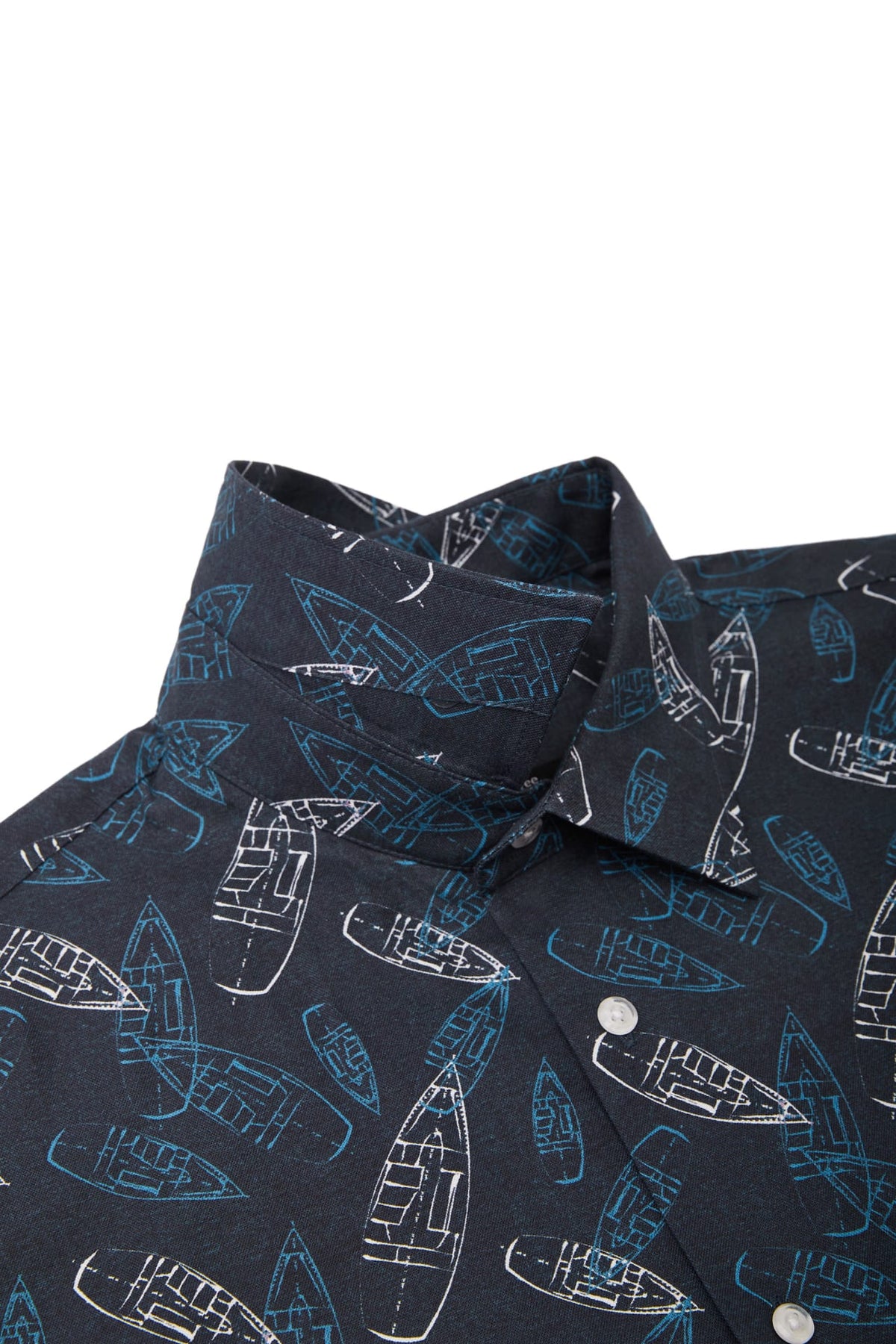 G2000 Shirts Cotton Oxford Boat Digital Print Comfort Fit Short Sleeve Casual Shirt