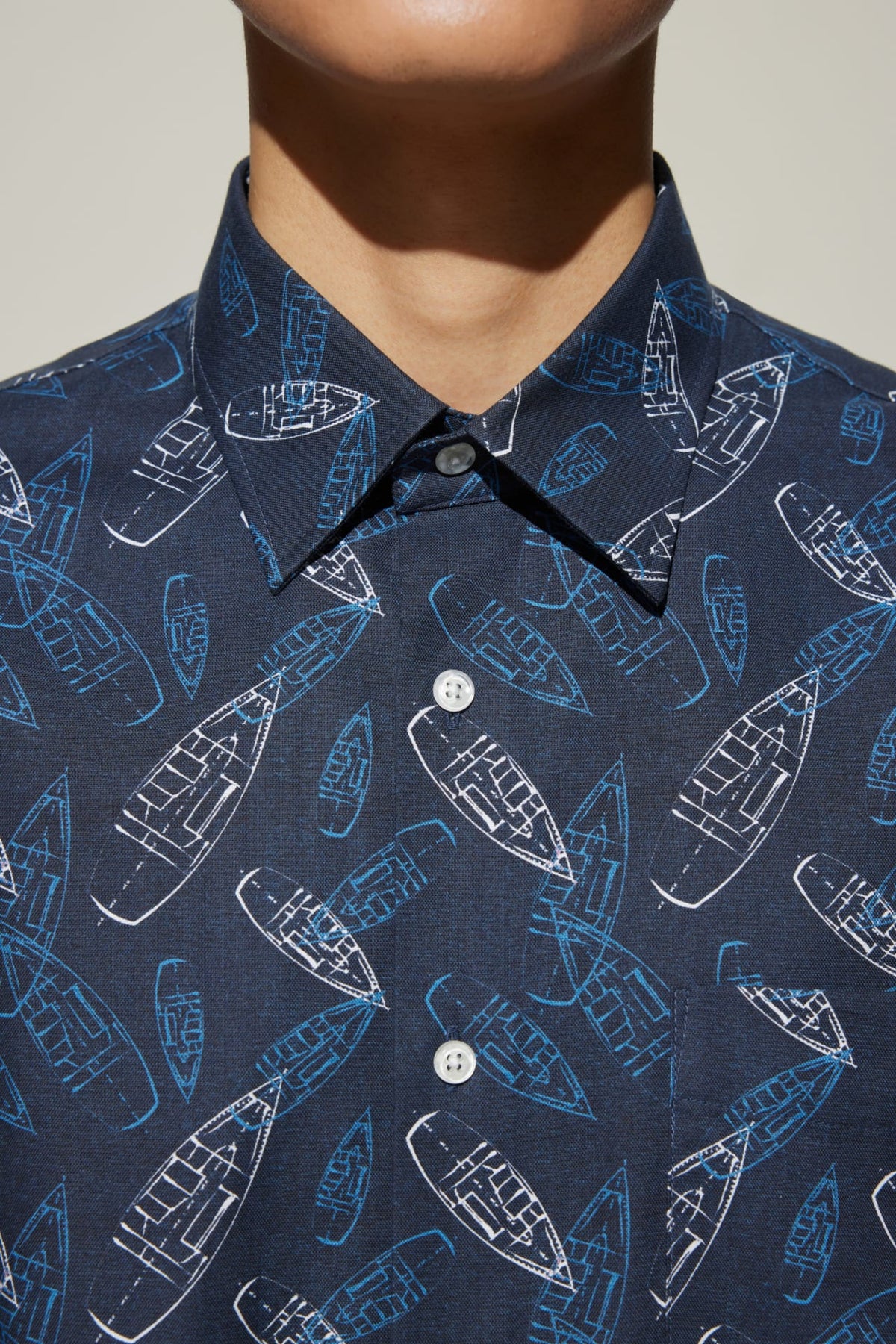 G2000 Shirts Cotton Oxford Boat Digital Print Comfort Fit Short Sleeve Casual Shirt