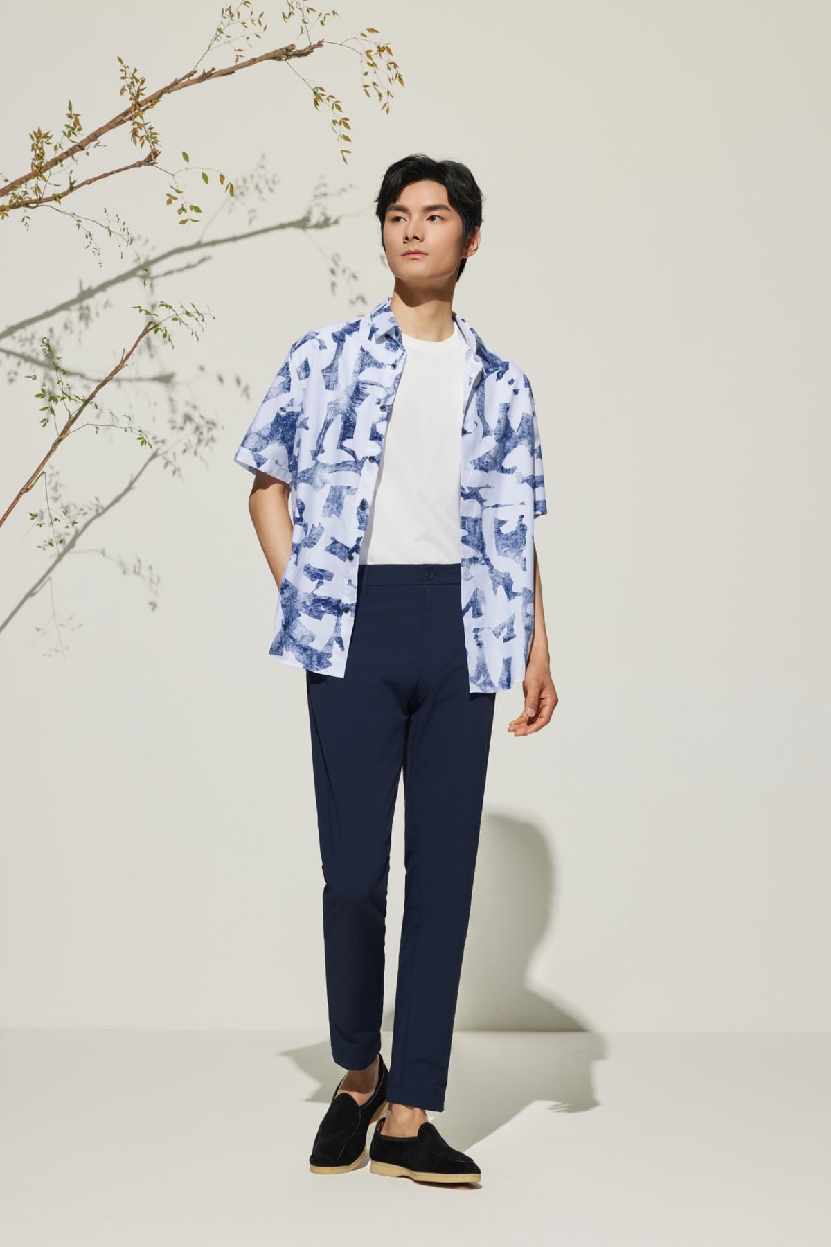 G2000 Shirts Cotton Oxford Ink Scatter Digital Print Comfort Fit Short Sleeve Casual Shirt