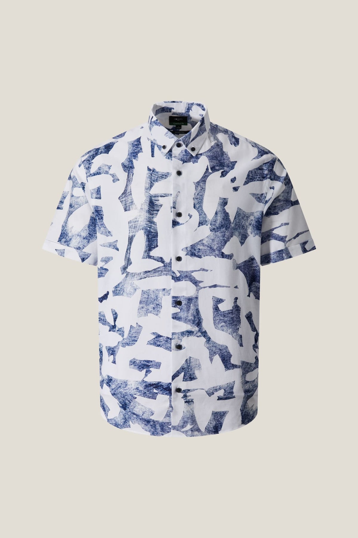 G2000 Shirts Cotton Oxford Ink Scatter Digital Print Comfort Fit Short Sleeve Casual Shirt