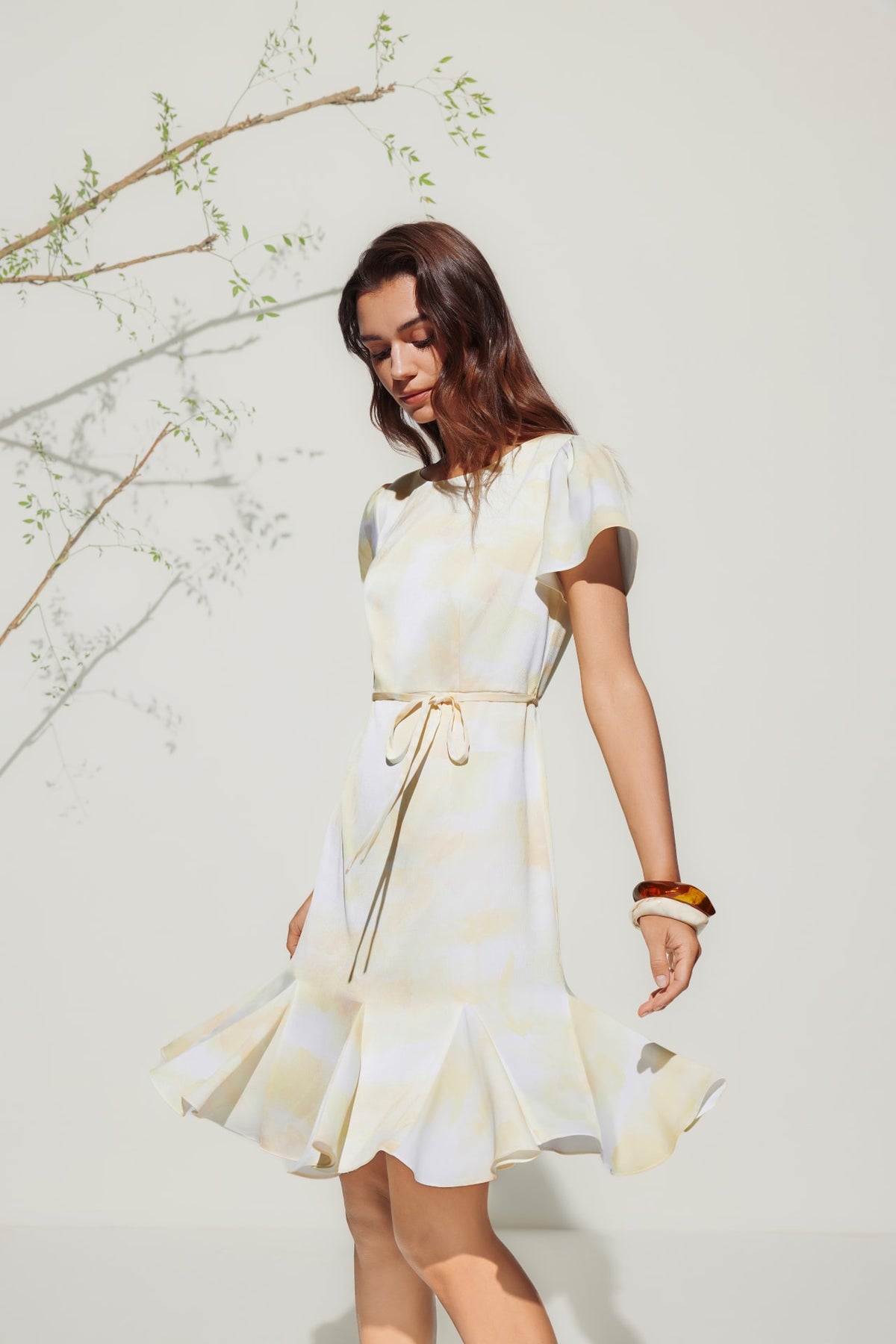 G2000 - Dresses - Satin Floral Print Flare Hem Dress