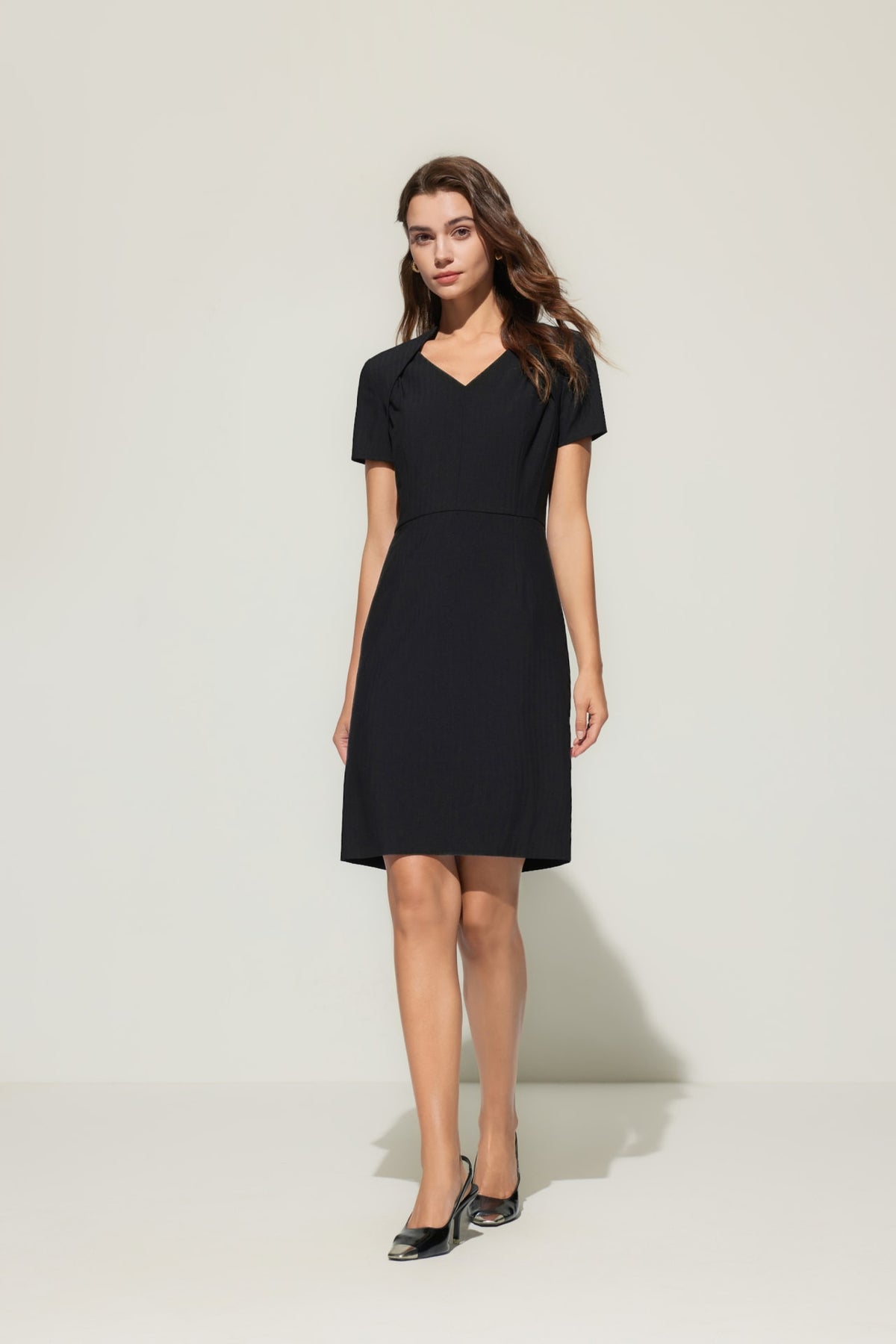 G2000 Dresses Anti Uv Herringbone Fitted Dress Darkened Slate Regular