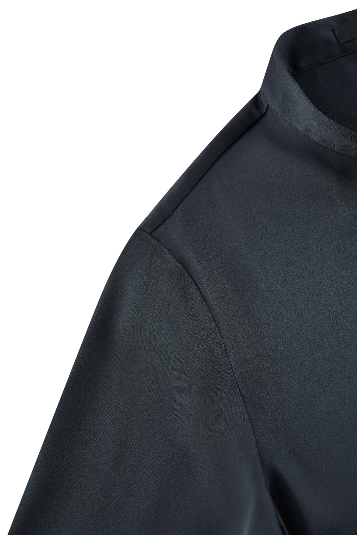 G2000 - Blouses - Satin Stand Collar Blouse With Detachable Contrasting Tie
