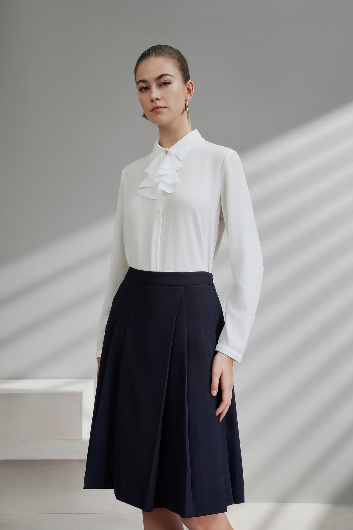 G2000 - Blouses - Regular Fit Shirt Blouse With Detachable Pleated Tie