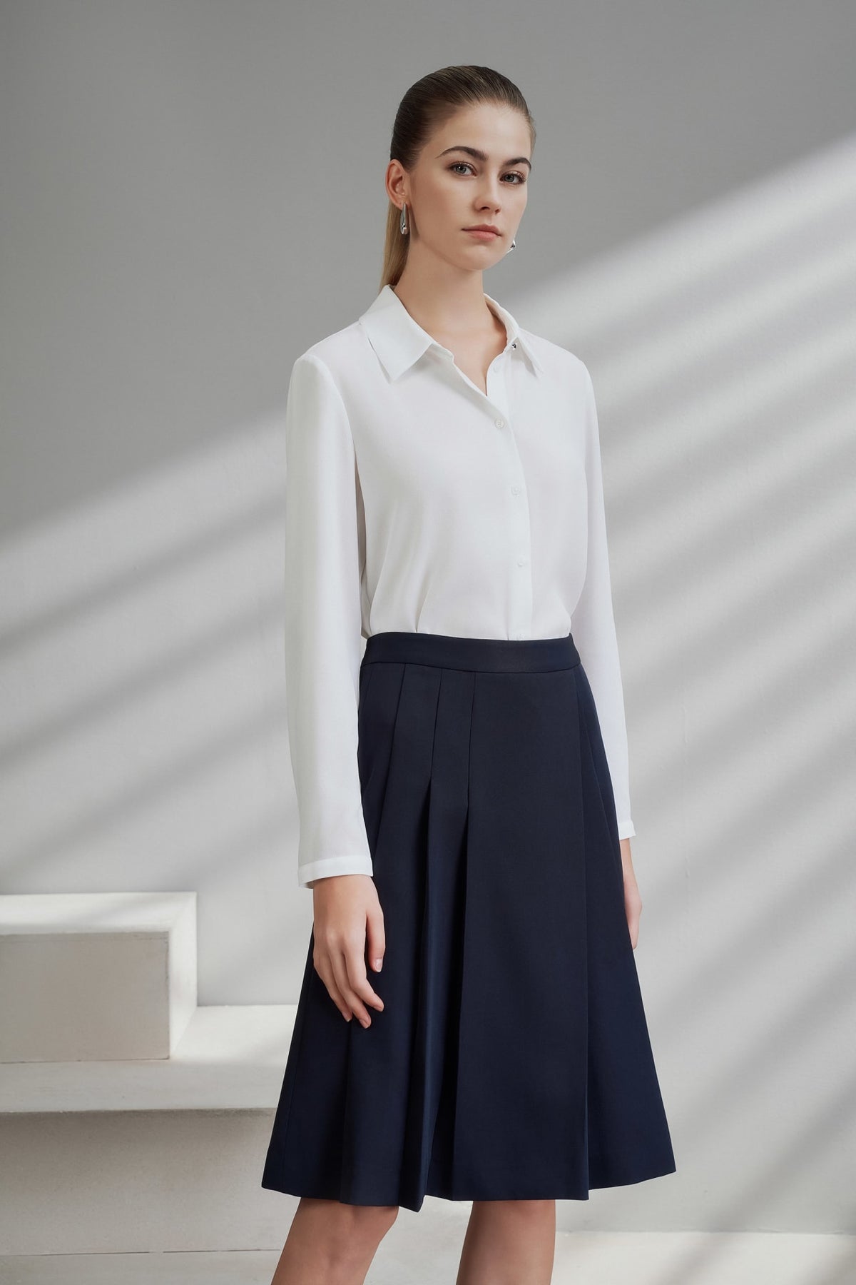 G2000 - Blouses - Regular Fit Shirt Blouse With Detachable Pleated Tie