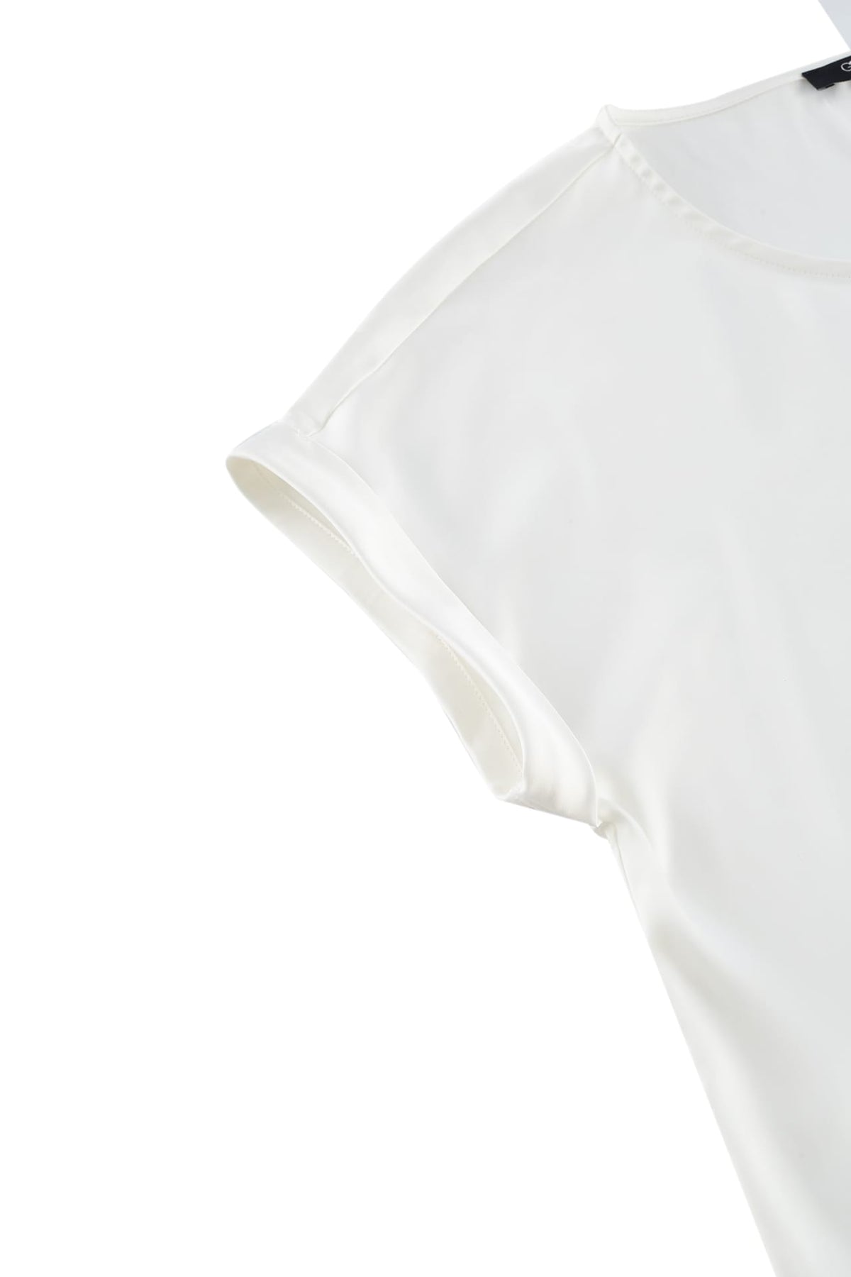 G2000 - Blouses - Satin Short Sleeve Blouse With Scarf & Ring