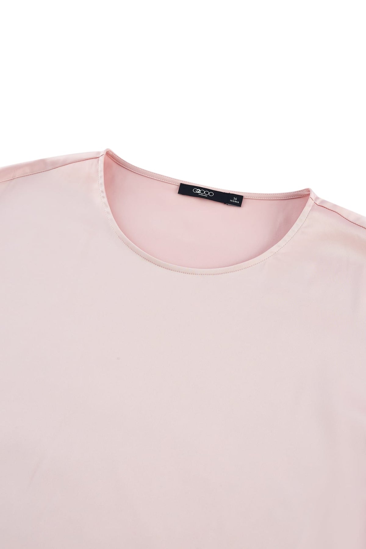 G2000 - Blouses - Satin Short Sleeve Blouse With Scarf & Ring