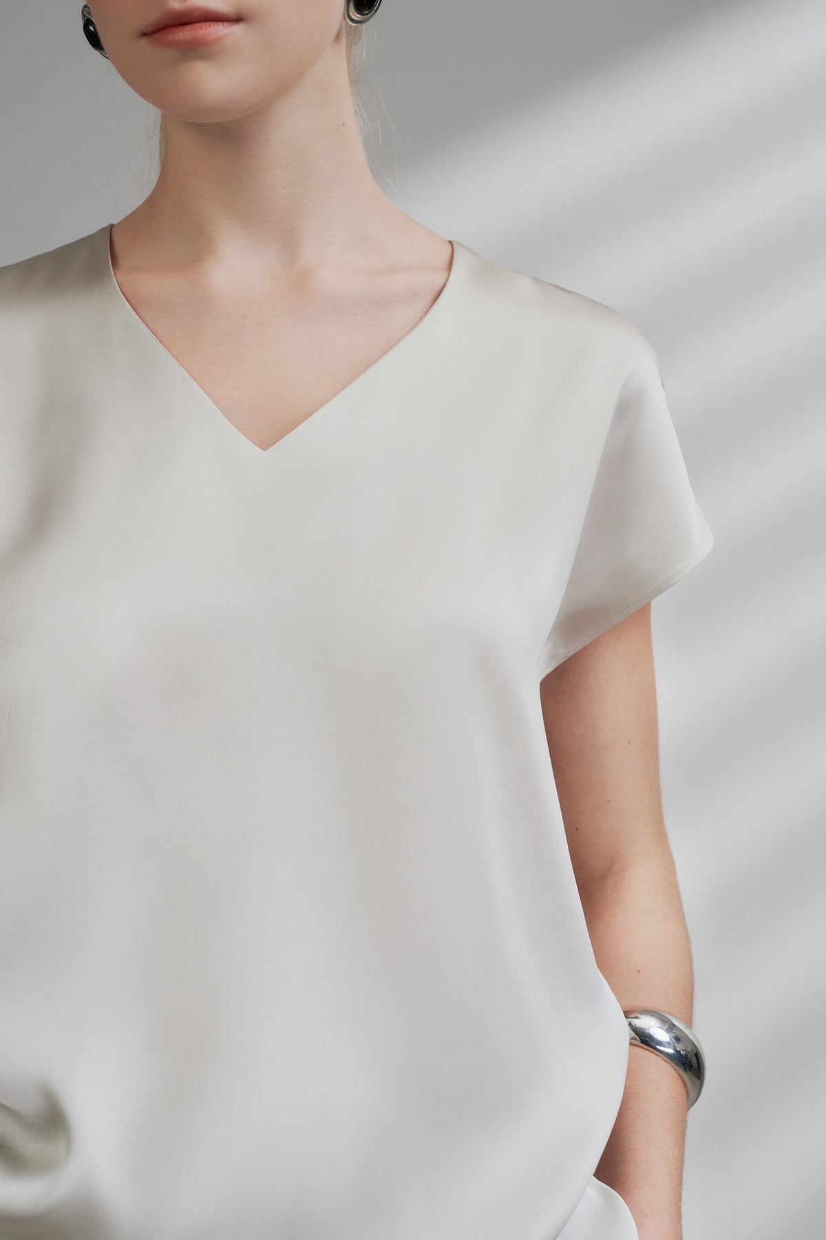 G2000 - Blouses - Satin V Neck Scarf Blouse