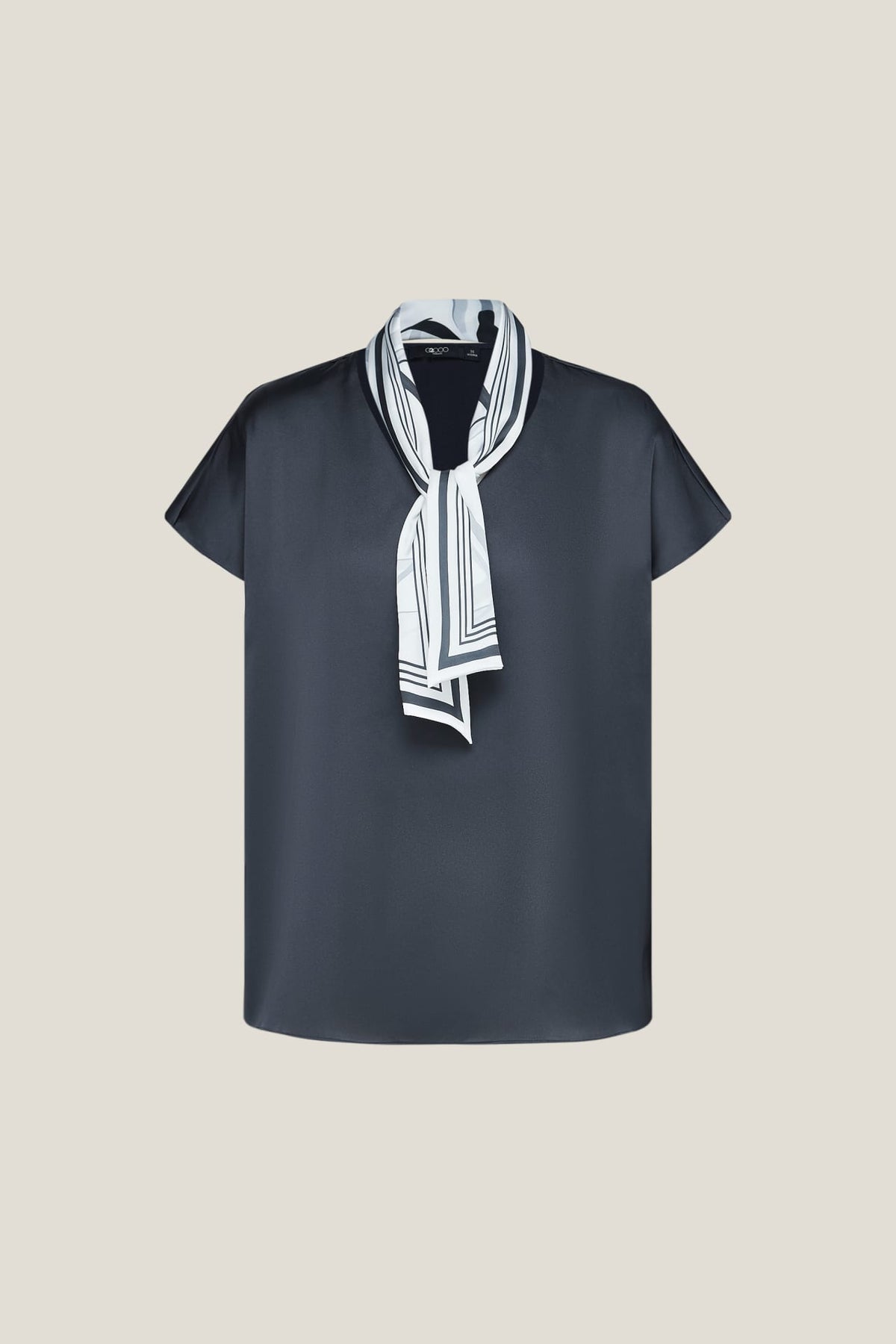 G2000 - Blouses - Satin V Neck Scarf Blouse - Midnight Velvet - Regular