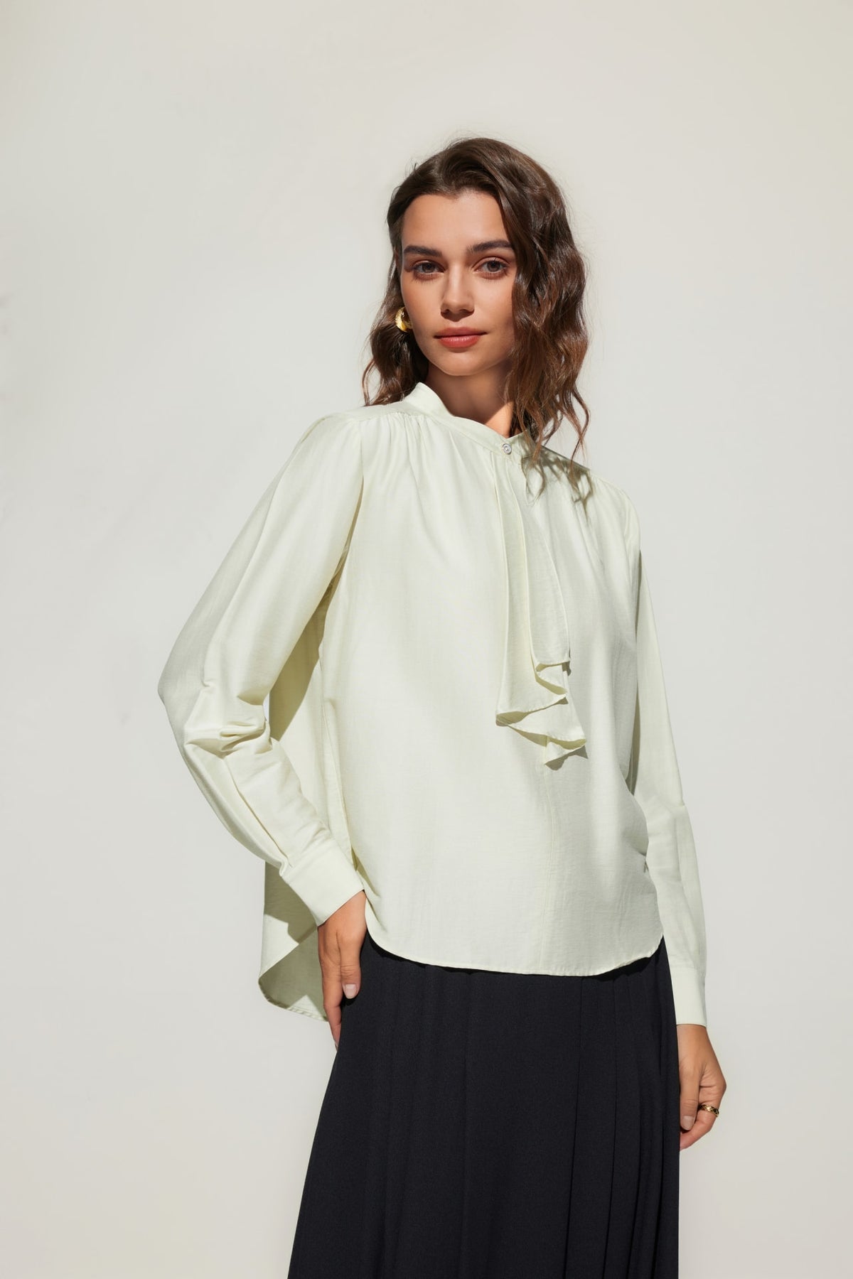G2000 - Blouses - Stand Collar Tie Blouse