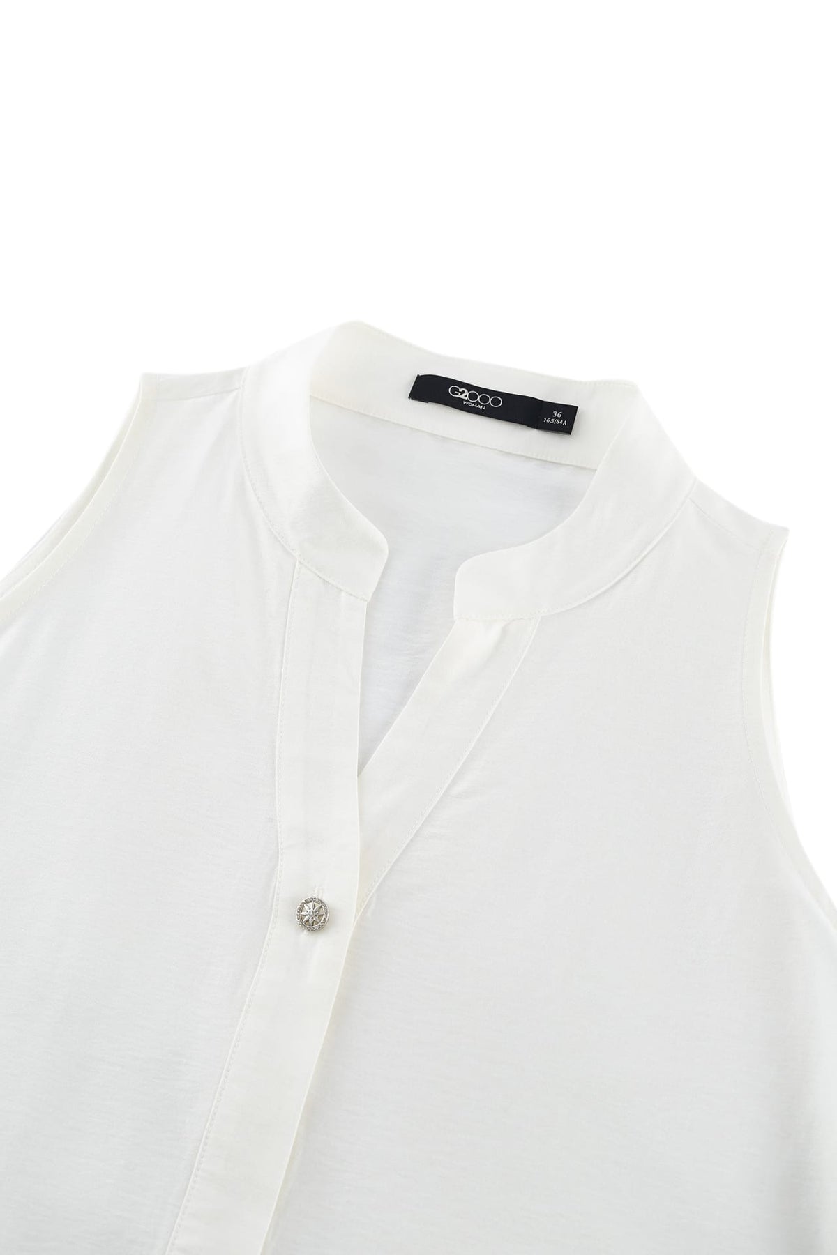 G2000 Blouses Stand Collar Top With Hi-Low Fit Hem