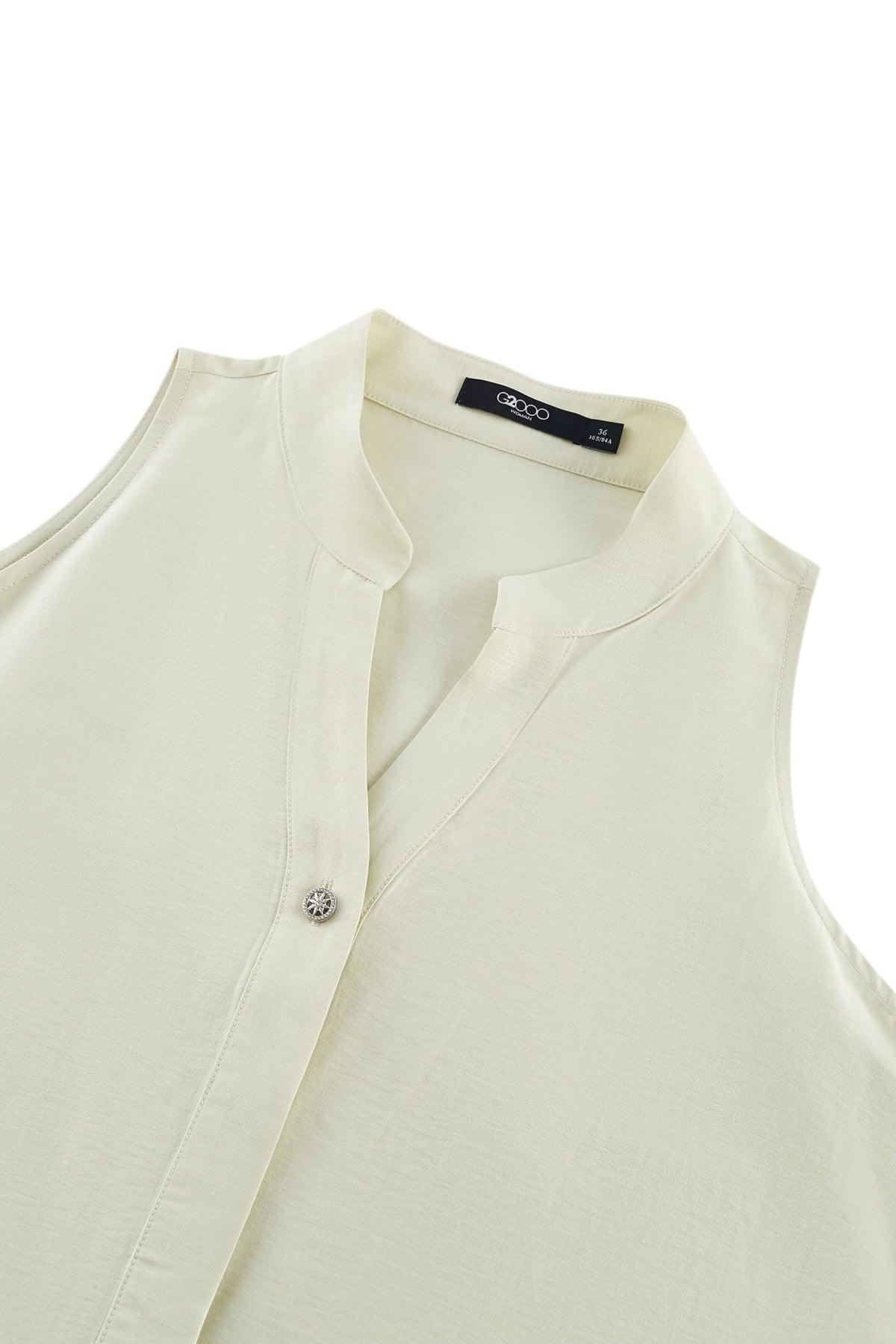 G2000 Blouses Stand Collar Top With Hi-Low Fit Hem