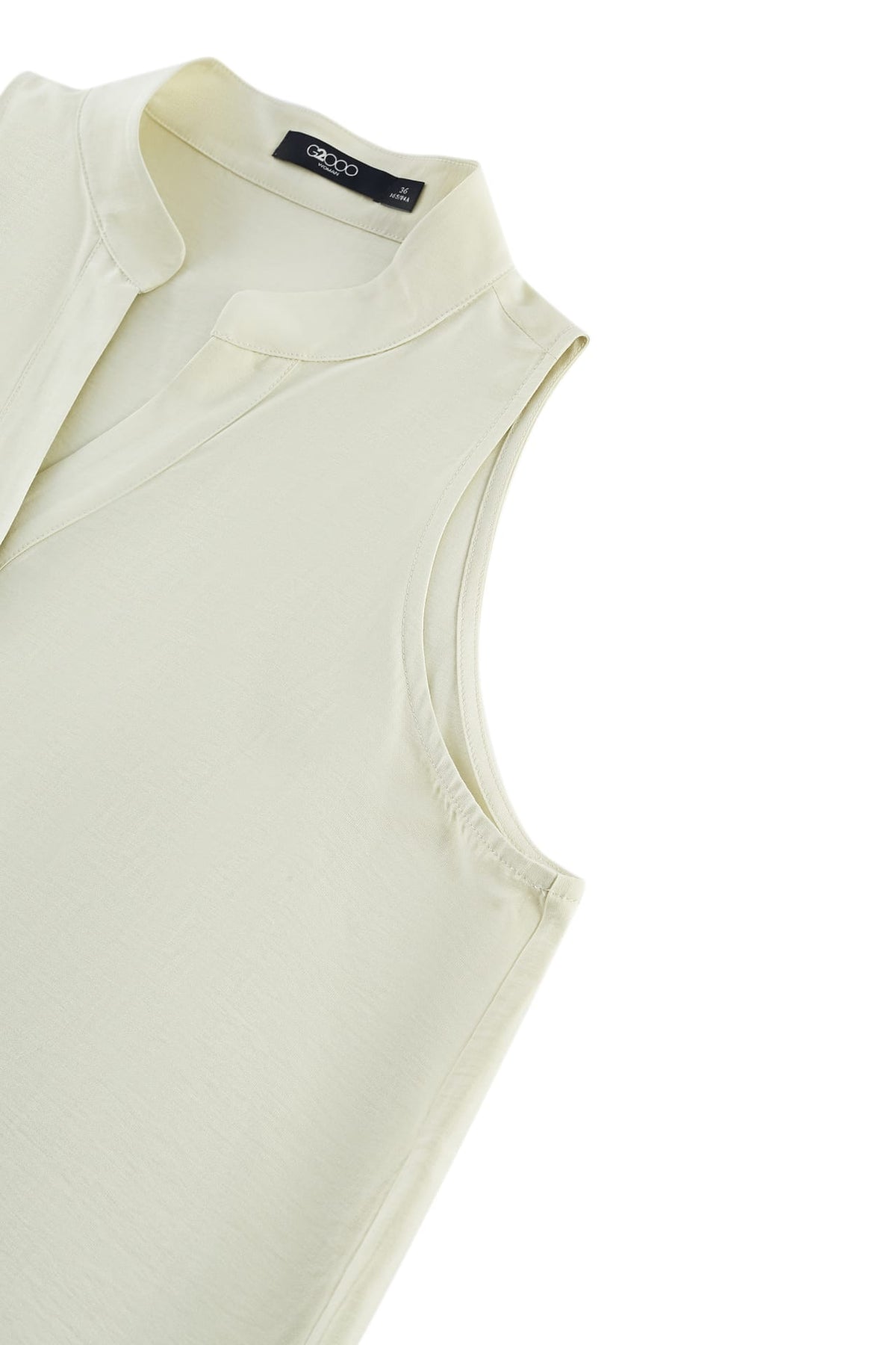 G2000 Blouses Stand Collar Top With Hi-Low Fit Hem