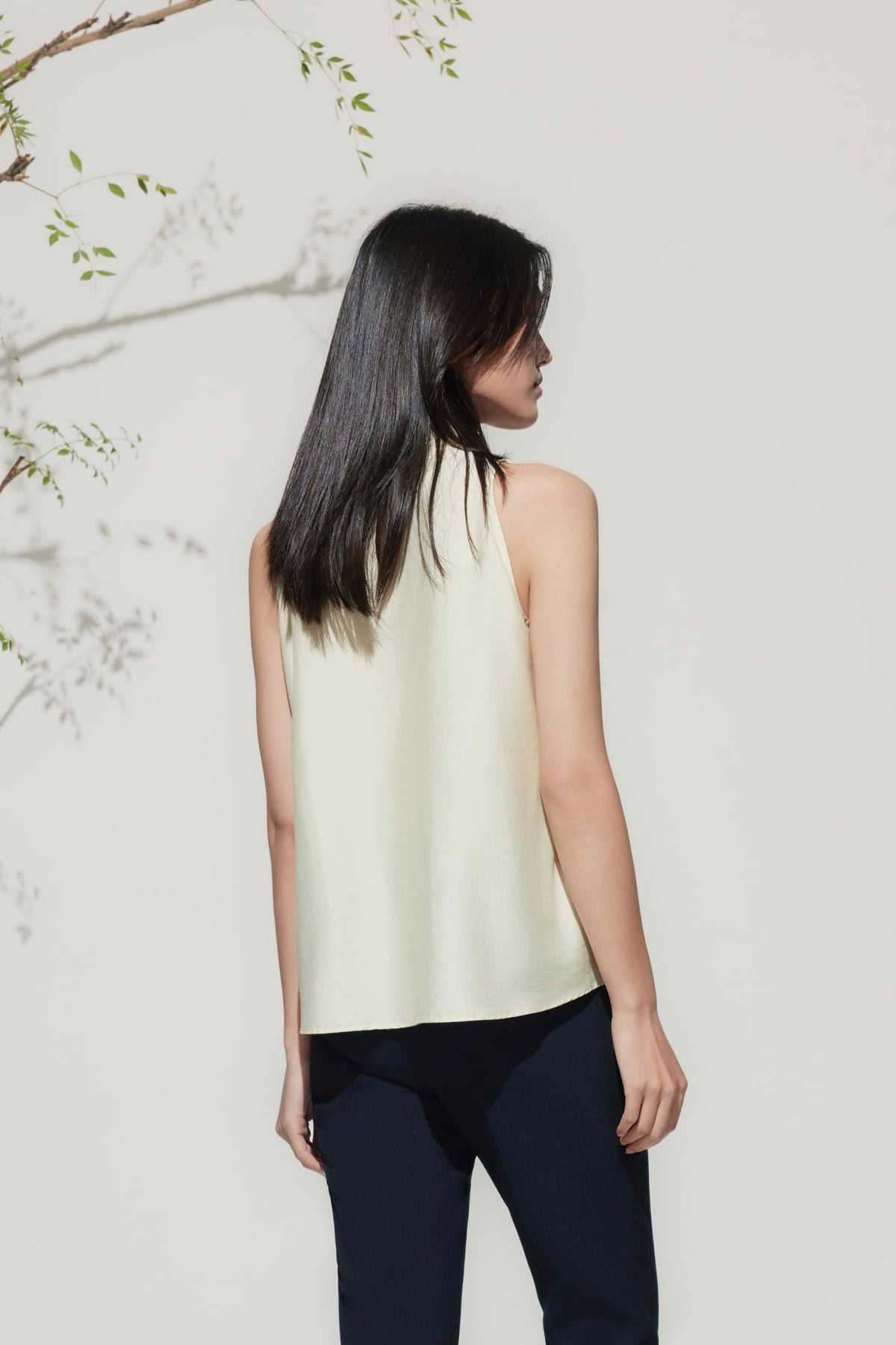 G2000 Blouses Stand Collar Top With Hi-Low Fit Hem