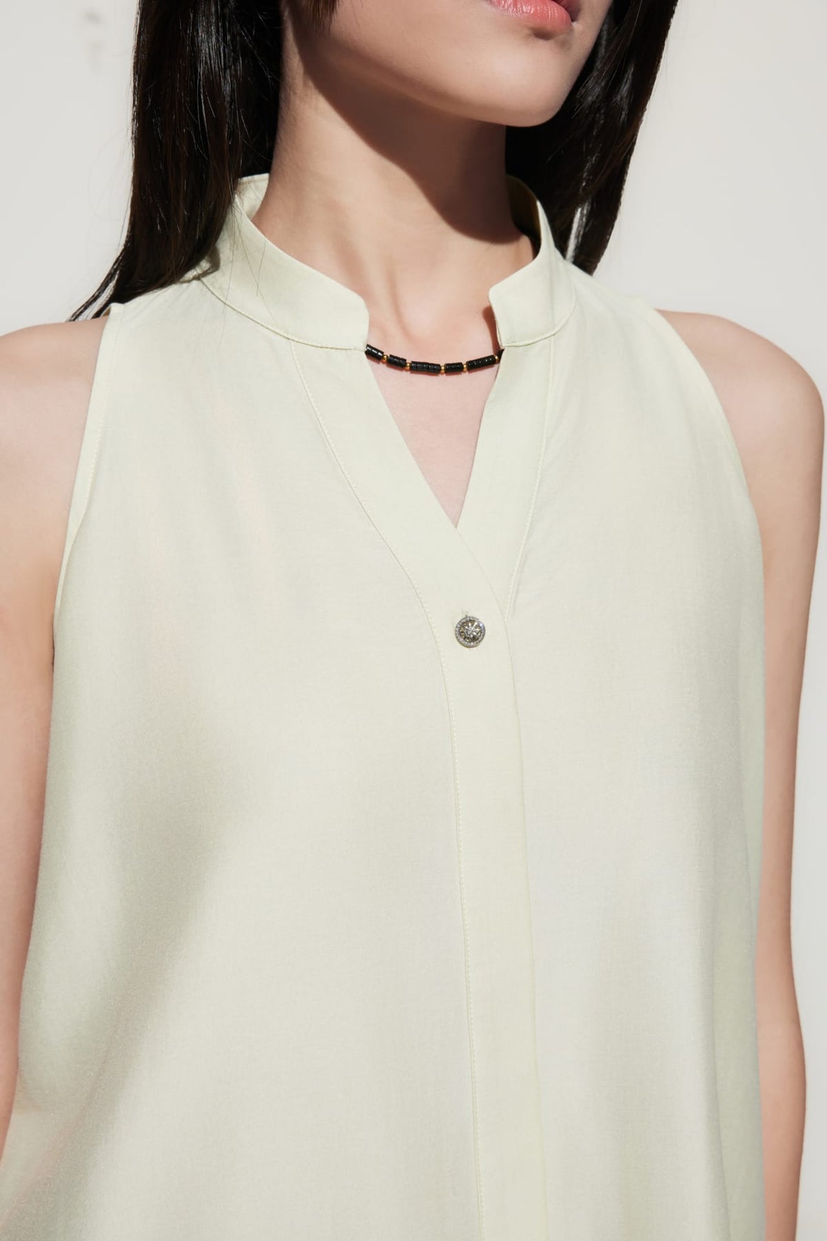 G2000 Blouses Stand Collar Top With Hi-Low Fit Hem
