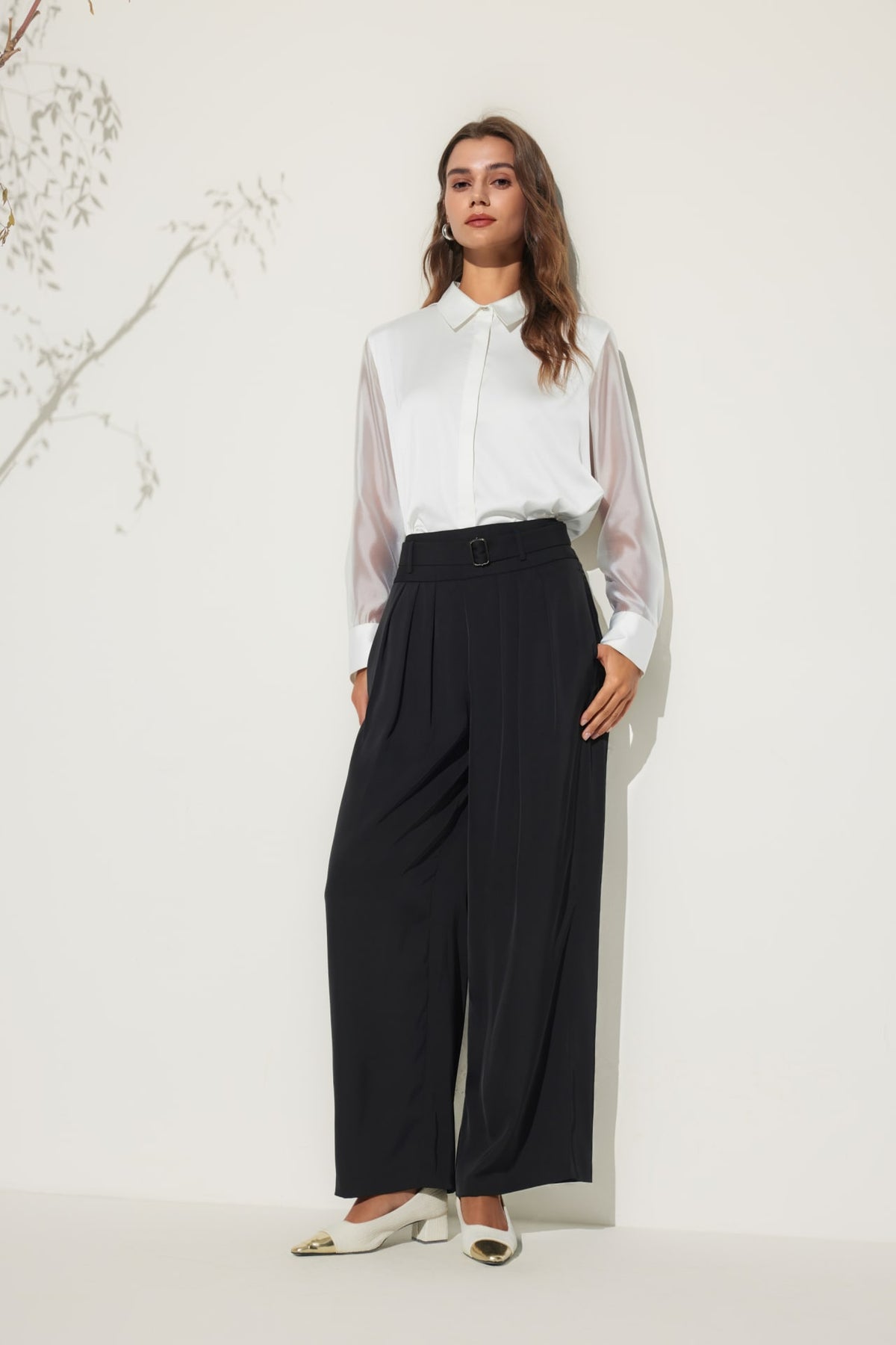 G2000 - Pants - Wide Leg Casual Pants With Belt