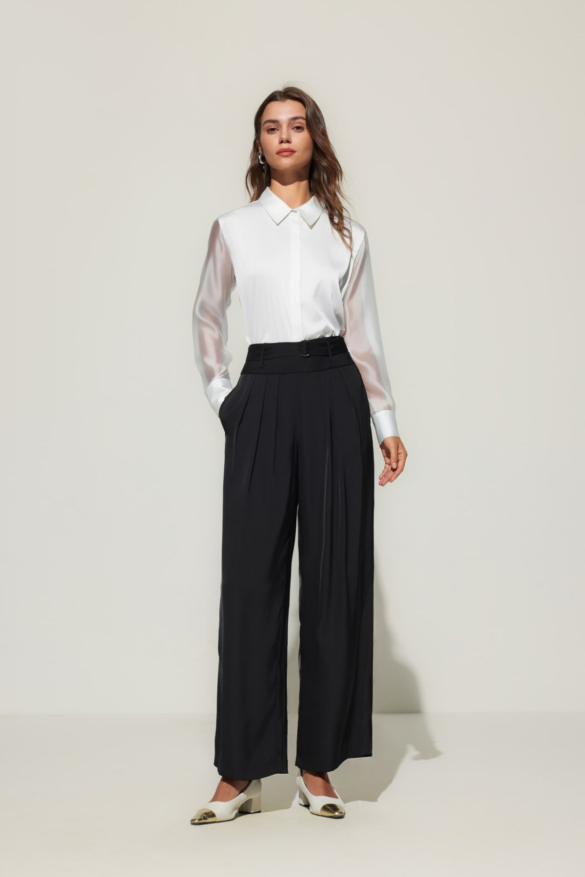 G2000 Pants Wide Leg Casual Pants With Belt Darkened Slate Regular