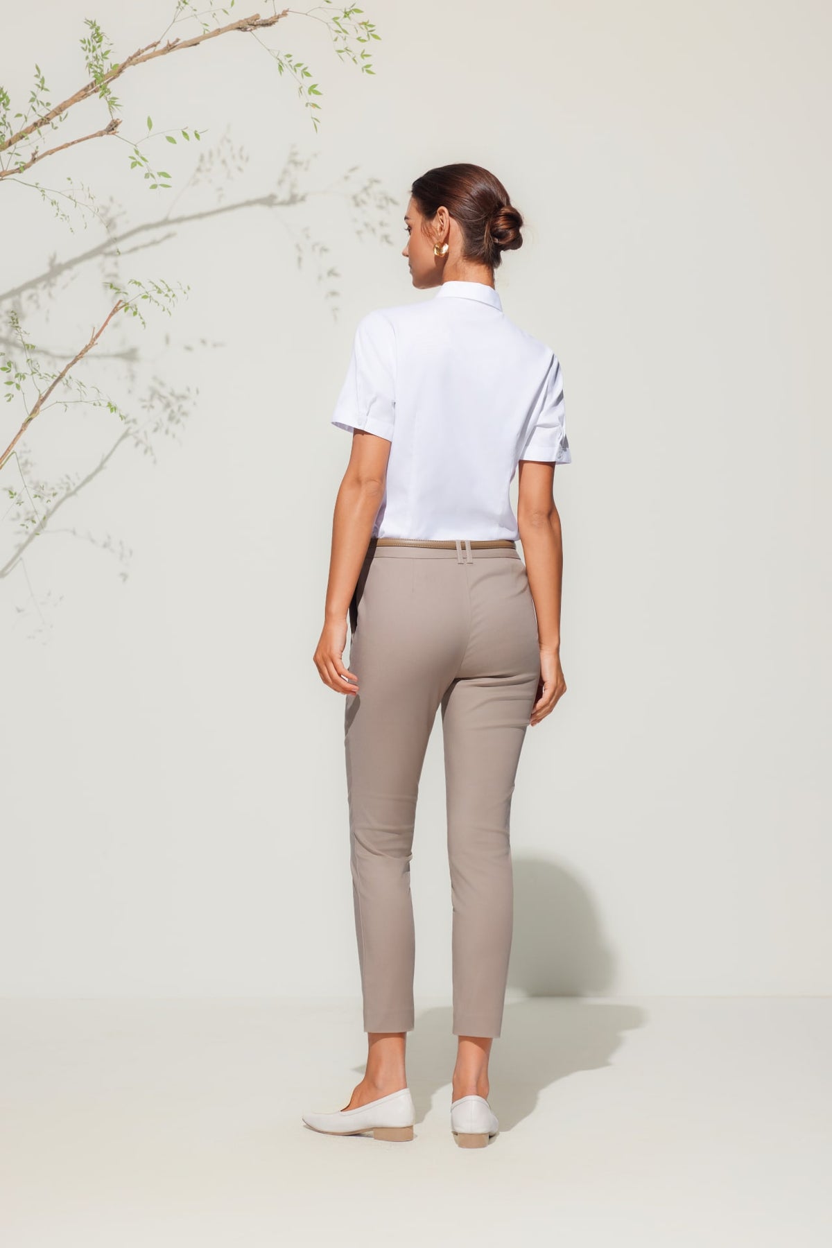 G2000 - Pants - Cotton Blend Cropped Skinny Casual Pants With Belt