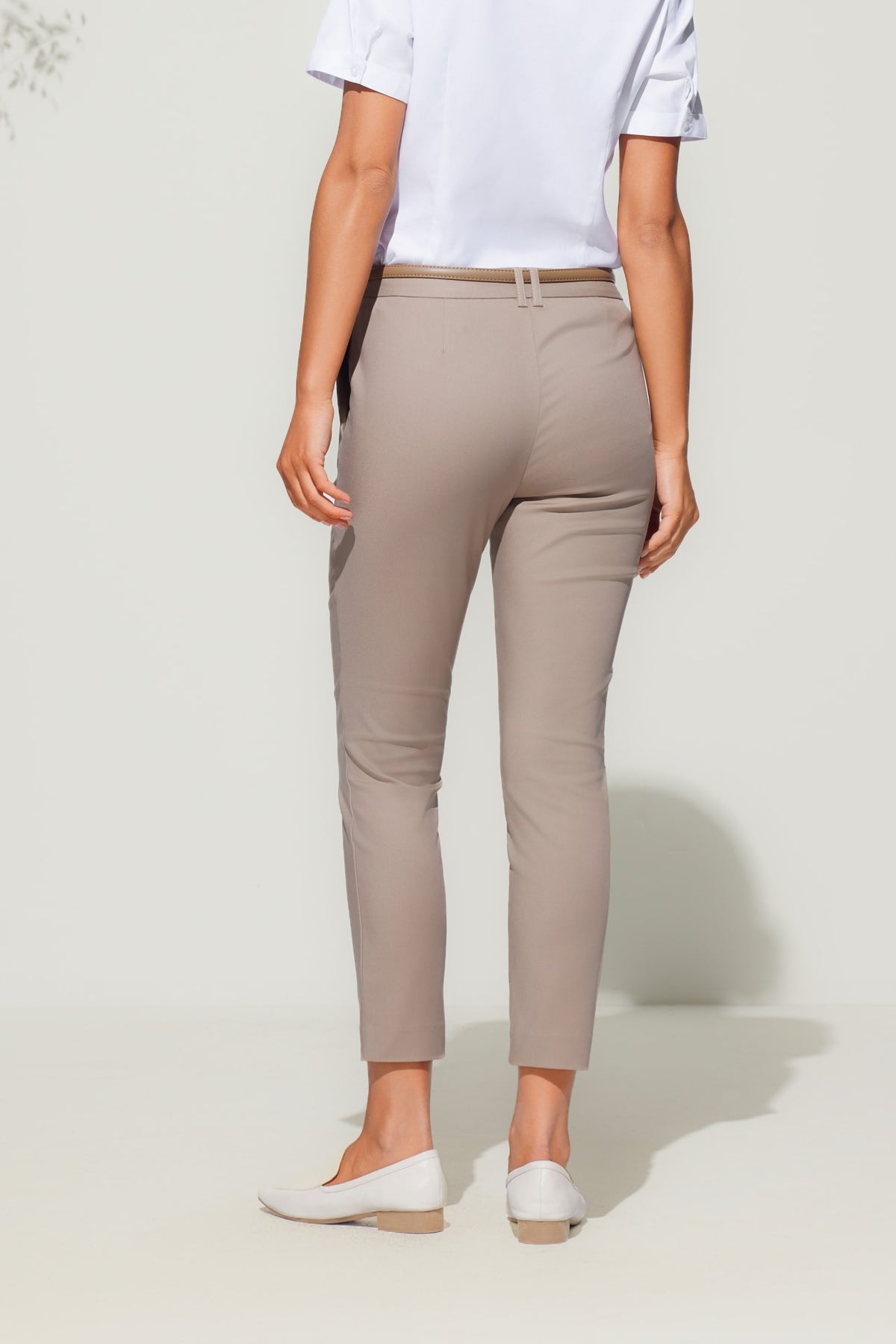 G2000 - Pants - Cotton Blend Cropped Skinny Casual Pants With Belt
