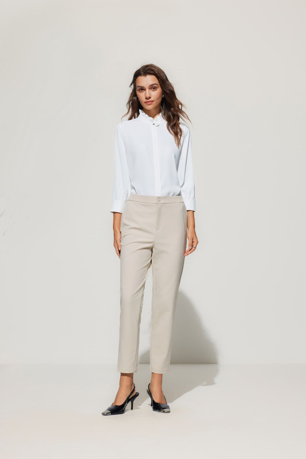 G2000 Pants Multi-Way Stretch Cropped Length Cigarette Casual Pants Antiqued Linen Regular
