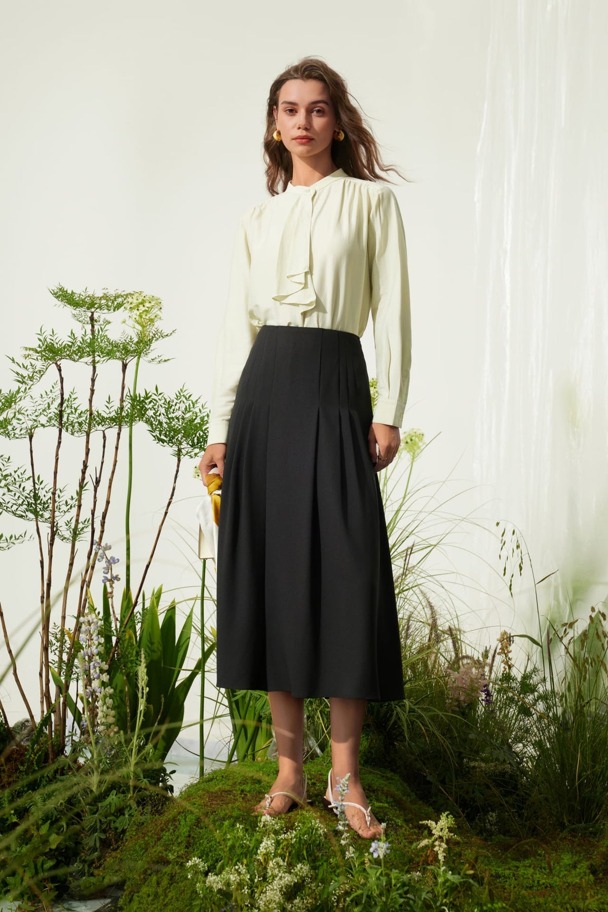 G2000 Skirts Crinkle Pleated Flare Skirt