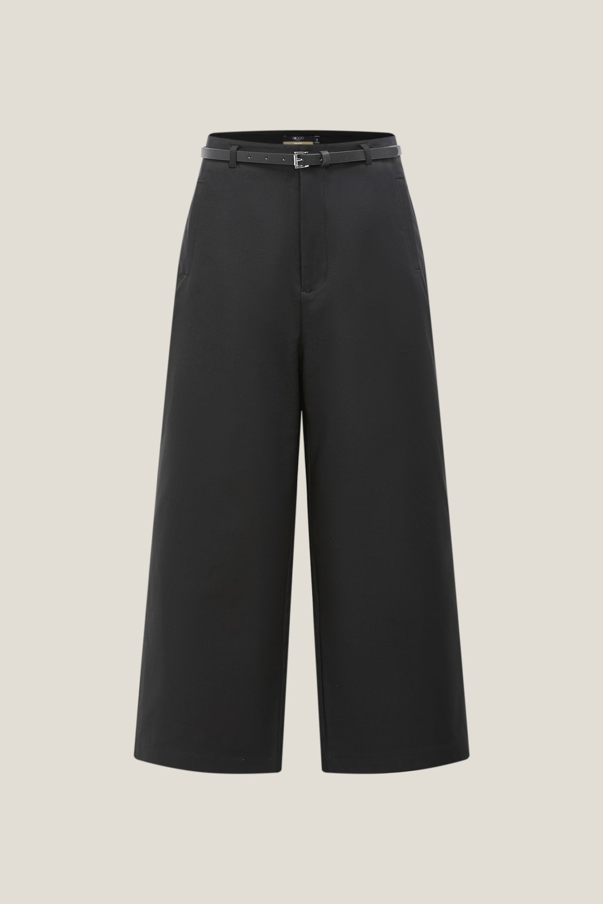 G2000 Pants Wide Leg Cropped Pants With Belt Pitch Black Regular