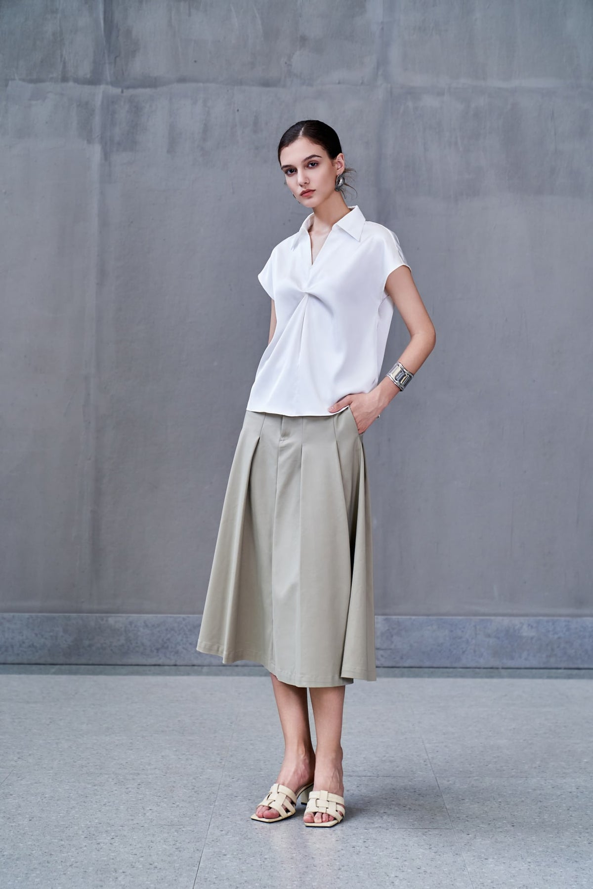 G2000 Skirts Double Weave Flare Skirt Milky Caramel Regular