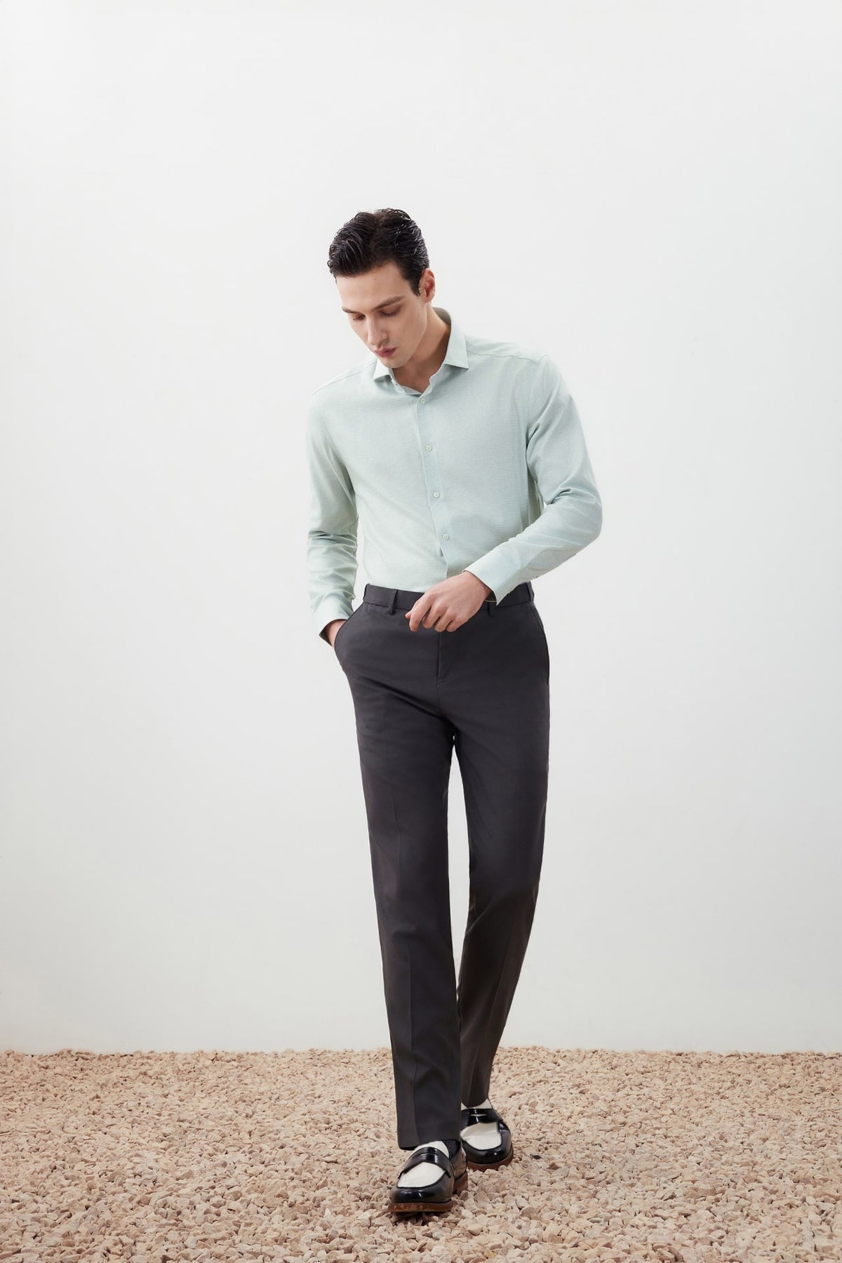 G2000 Shirts Non-Iron Premium Cotton Smart Fit 2 Tone Shirt Leaf Green Smart