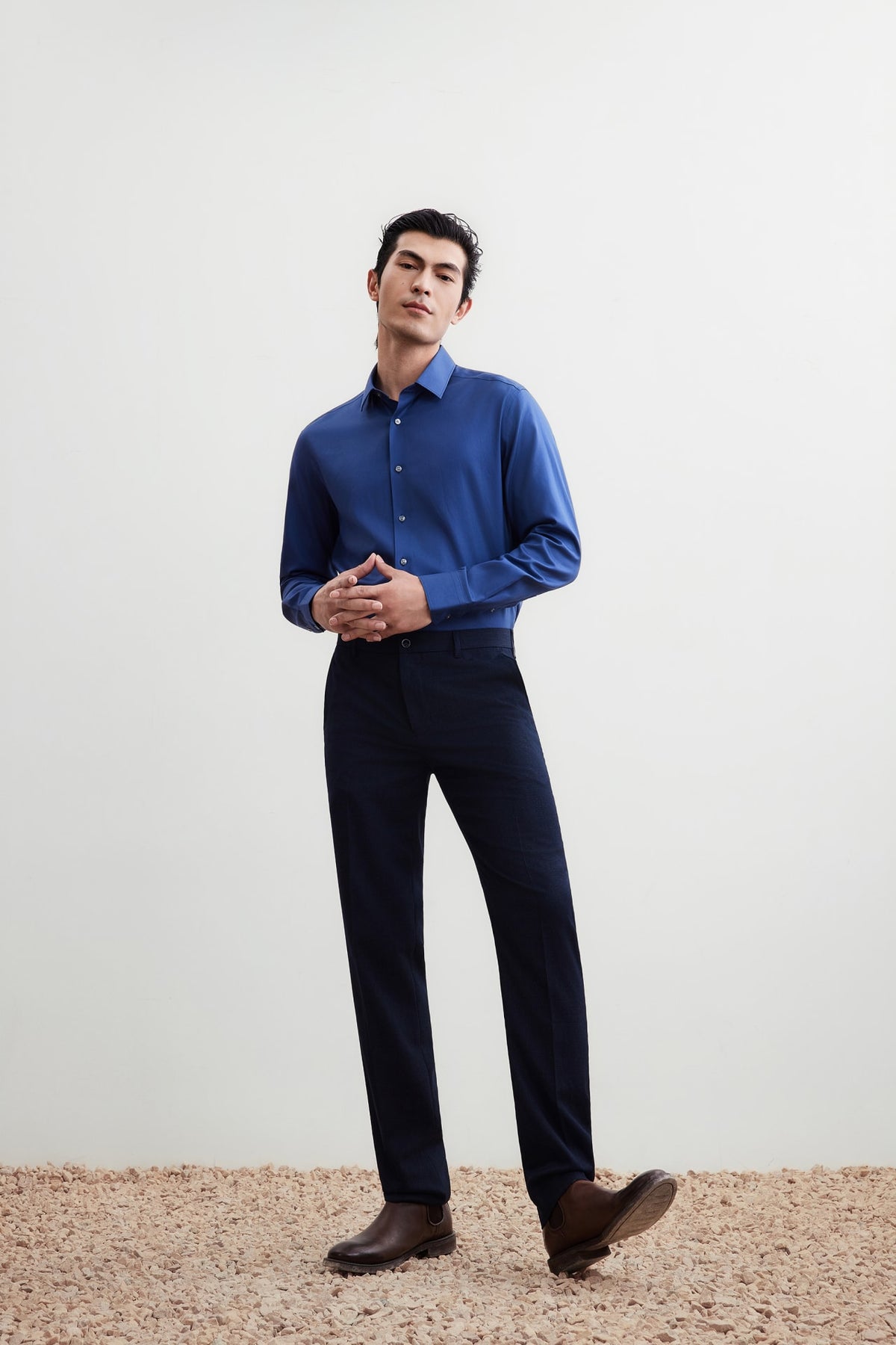 G2000 - Shirts - Non-Iron Premium Cotton Smart Fit Dobby Twill Shirt - Mood Indigo - Smart