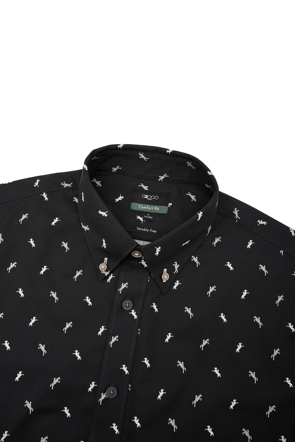 G2000 Shirts Wrinkle-Free Mini Horse Digital Print Comfort Fit Twill Casual Shirt