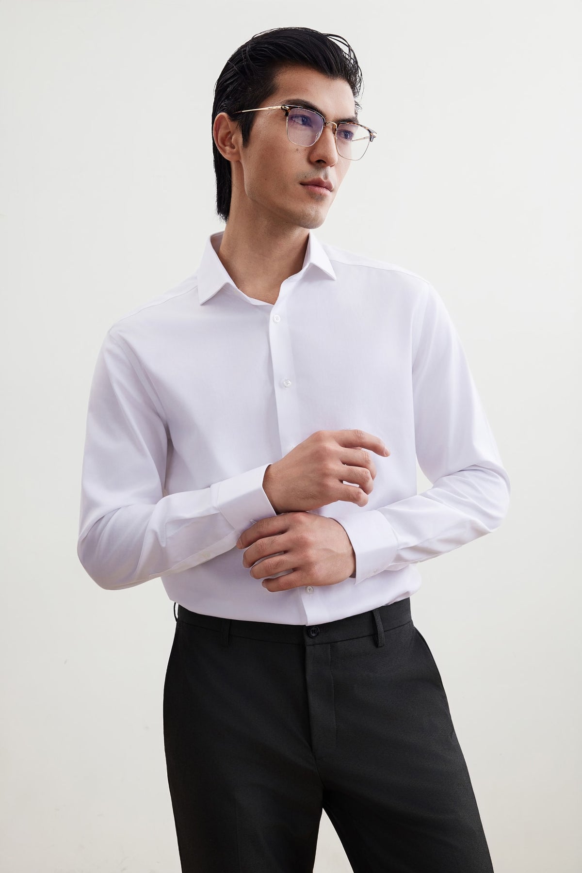 G2000 Shirts Non-Iron Temperature Regulating Fine Twill Smart Fit Long Sleeve Shirt White Smart