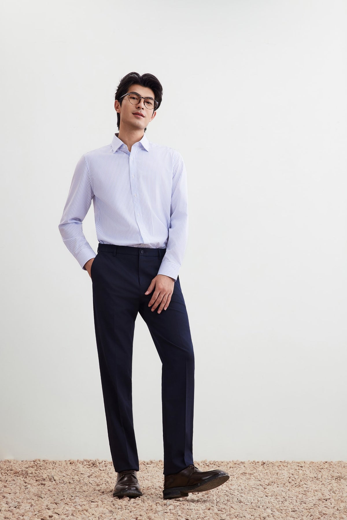 G2000 Shirts Non-Iron Dry Smart Fit Stripe Shirt Strong Blue Smart