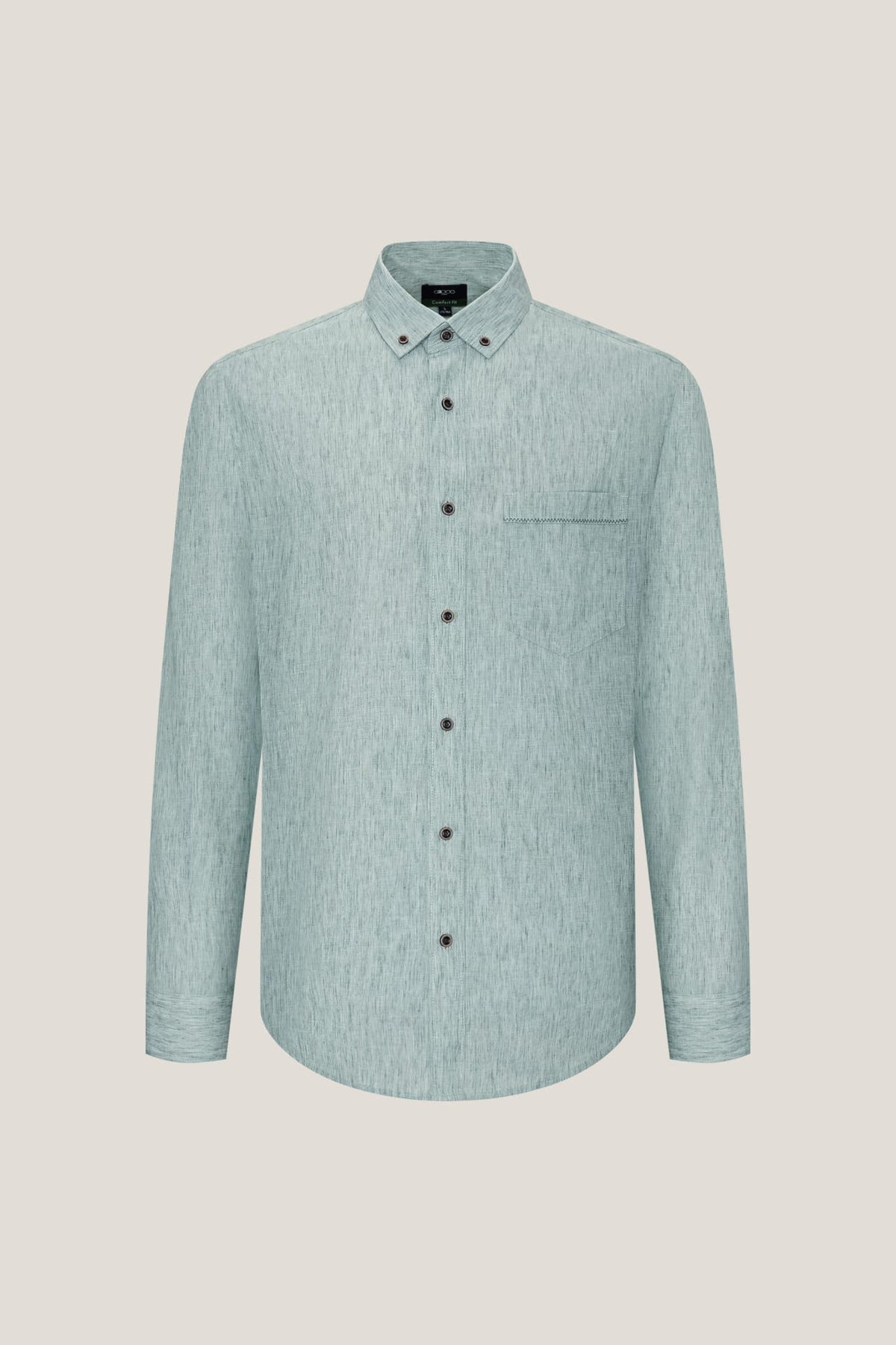 G2000 Shirts Linen Blend Comfort Fit Stripe Casual Shirt Leaf Green Comfort