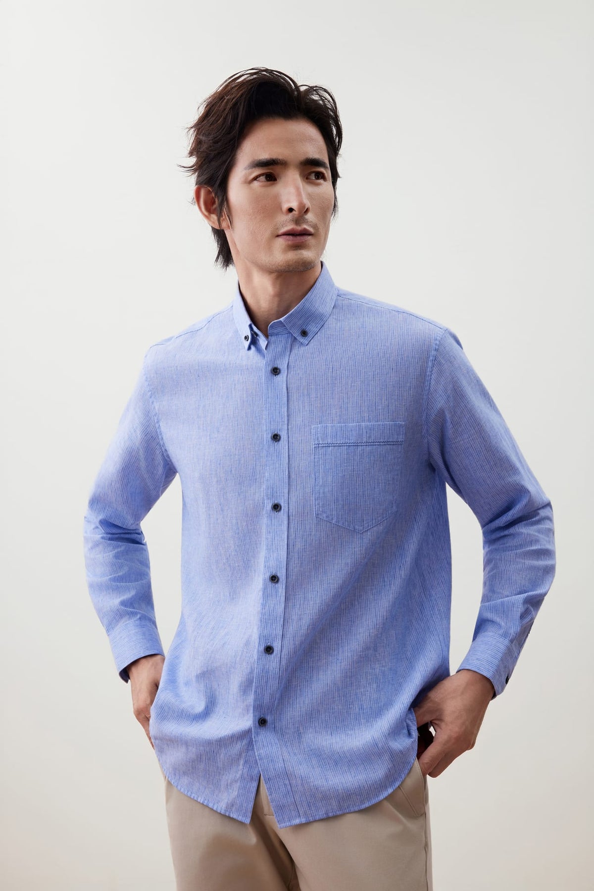 G2000 - Shirts - Linen Blend Comfort Fit Stripe Casual Shirt
