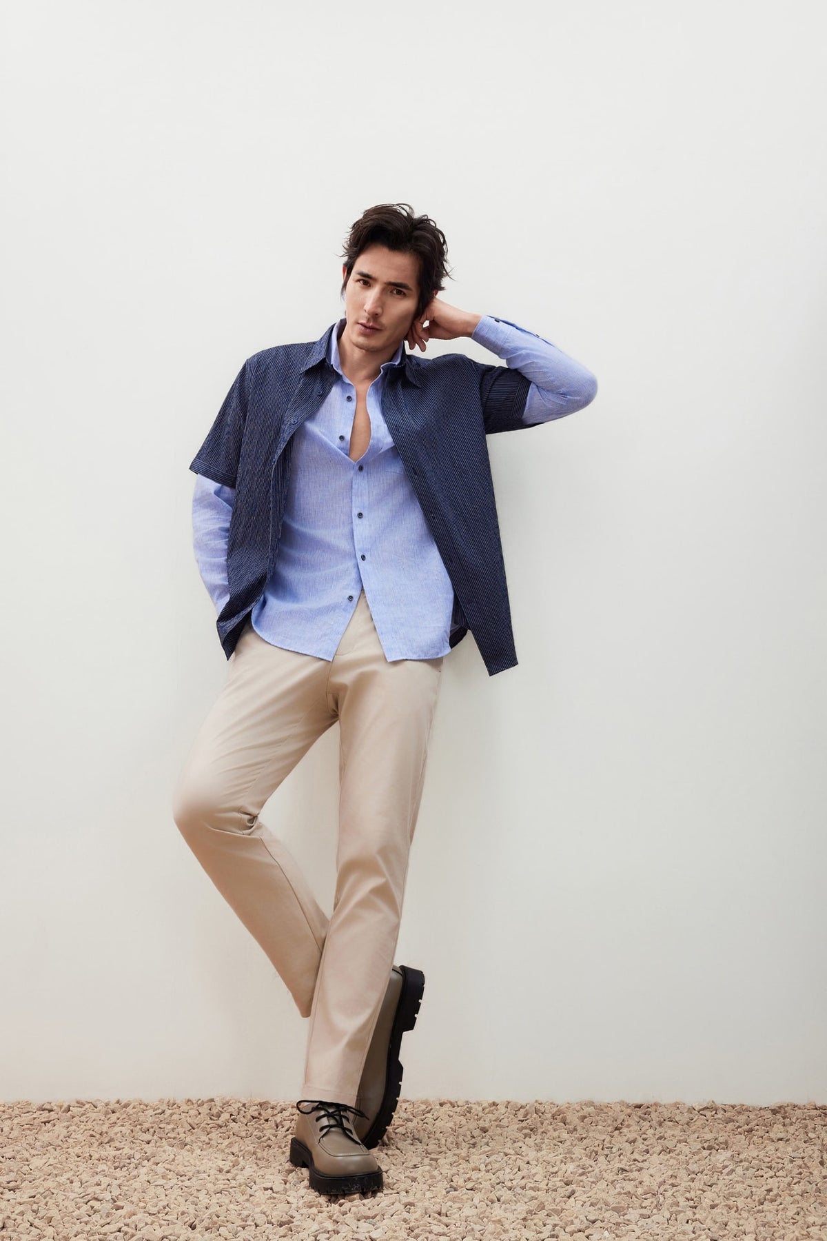 G2000 - Shirts - Linen Blend Comfort Fit Stripe Casual Shirt