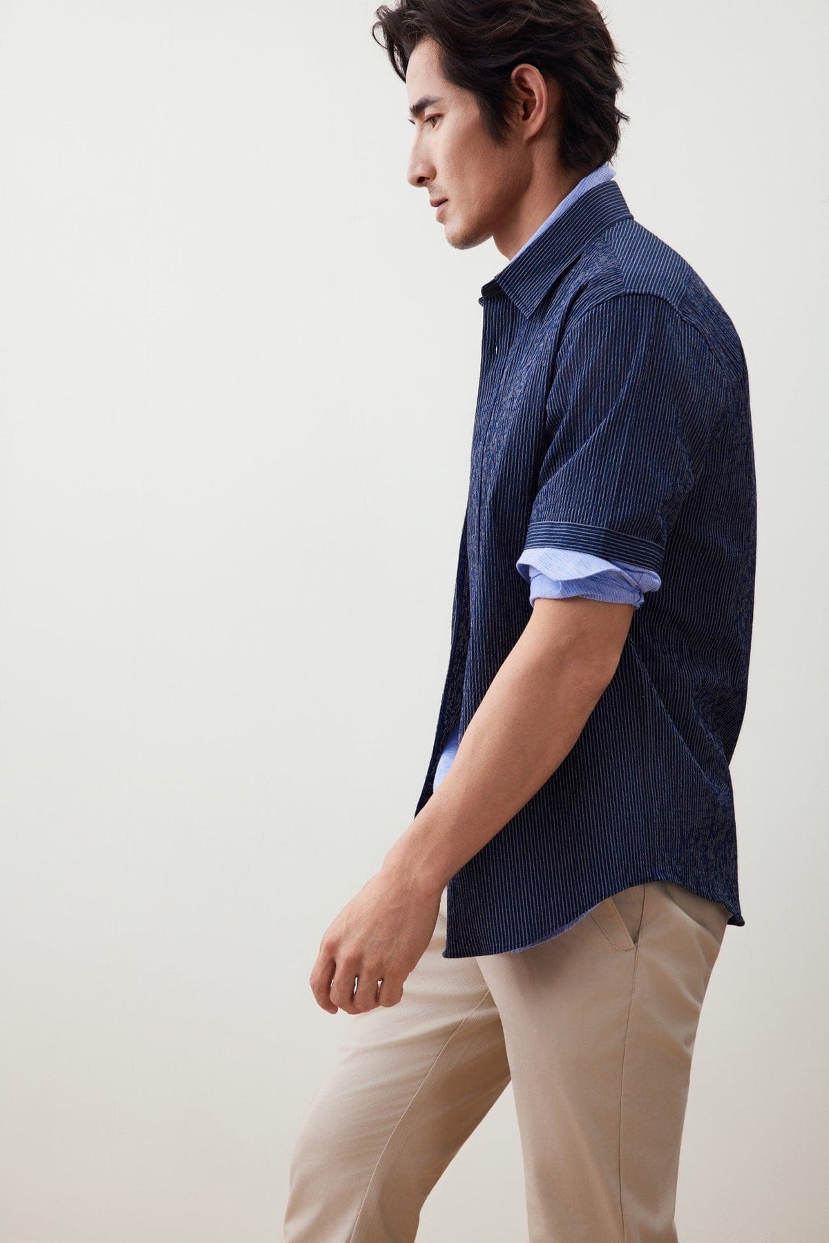 G2000 - Shirts - Linen Blend Comfort Fit Stripe Casual Shirt