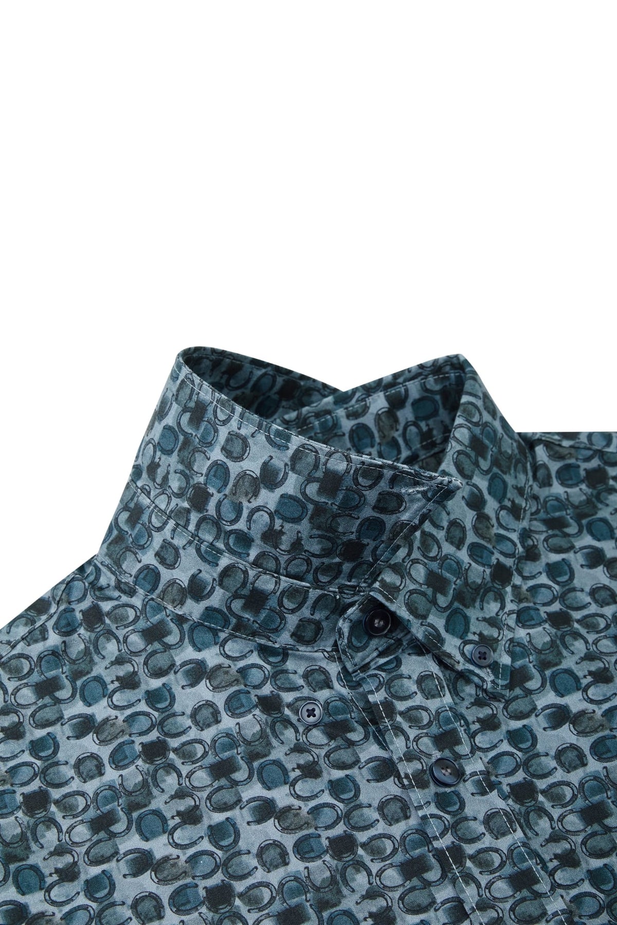 G2000 - Shirts - Wrinkle-Free Horseshoe Digital Print Comfort Fit Twill Short Sleeve Casual Shirt