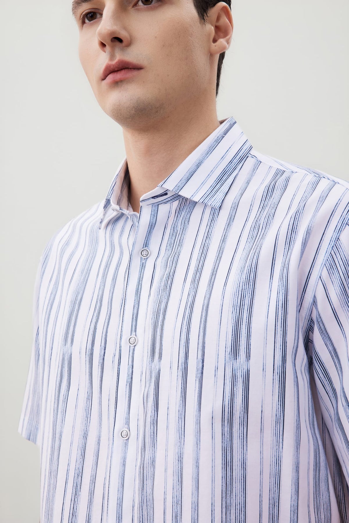 G2000 - Shirts - Wrinkle-Free Stripe Digital Print Comfort Fit Oxford Short Sleeve Casual Shirt